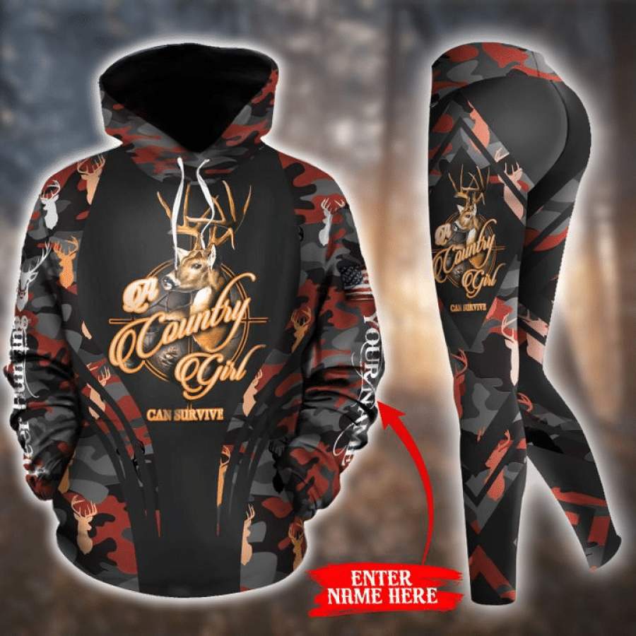 .Deer Hunting A Country Girls 2 Hoodie & Legging 3D All Over Print custom name #H