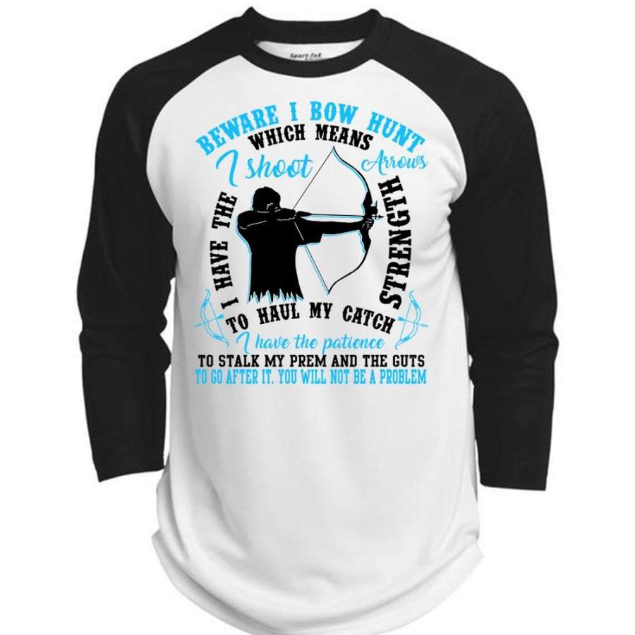 Beware I Bow Hunt T Shirt, I Love Hunting T Shirt, Awesome T-Shirts (Polyester Game Baseball Jersey)