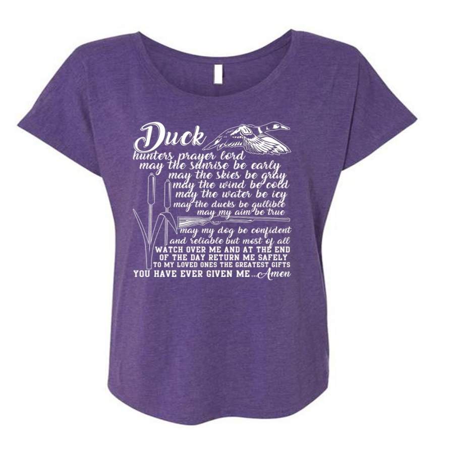 Duck Hunter Prayer Lord T Shirt, I Love Hunting T Shirt, Cool Shirt (Ladies’ Triblend Dolman Sleeve)