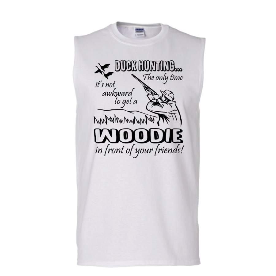 Duck Hunting Shirt, Woodie In Front Of Your Friend Shirt, Hunter Shirt (Men’s Cotton Sleeveless)