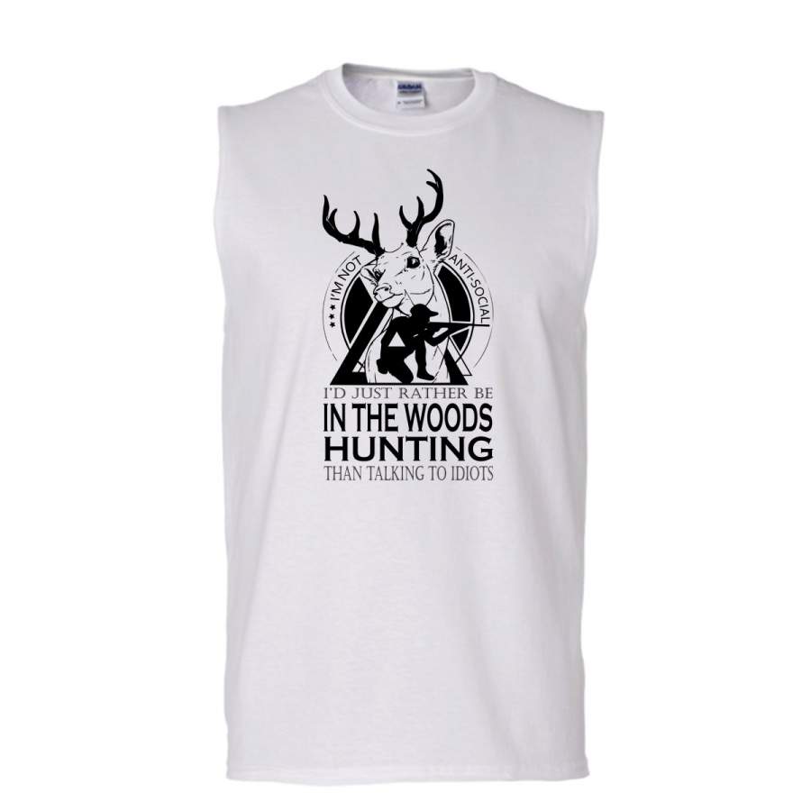 Be In The Woods Hunting Shirt, Talking To Idiots Shirt (Men’s Cotton Sleeveless)