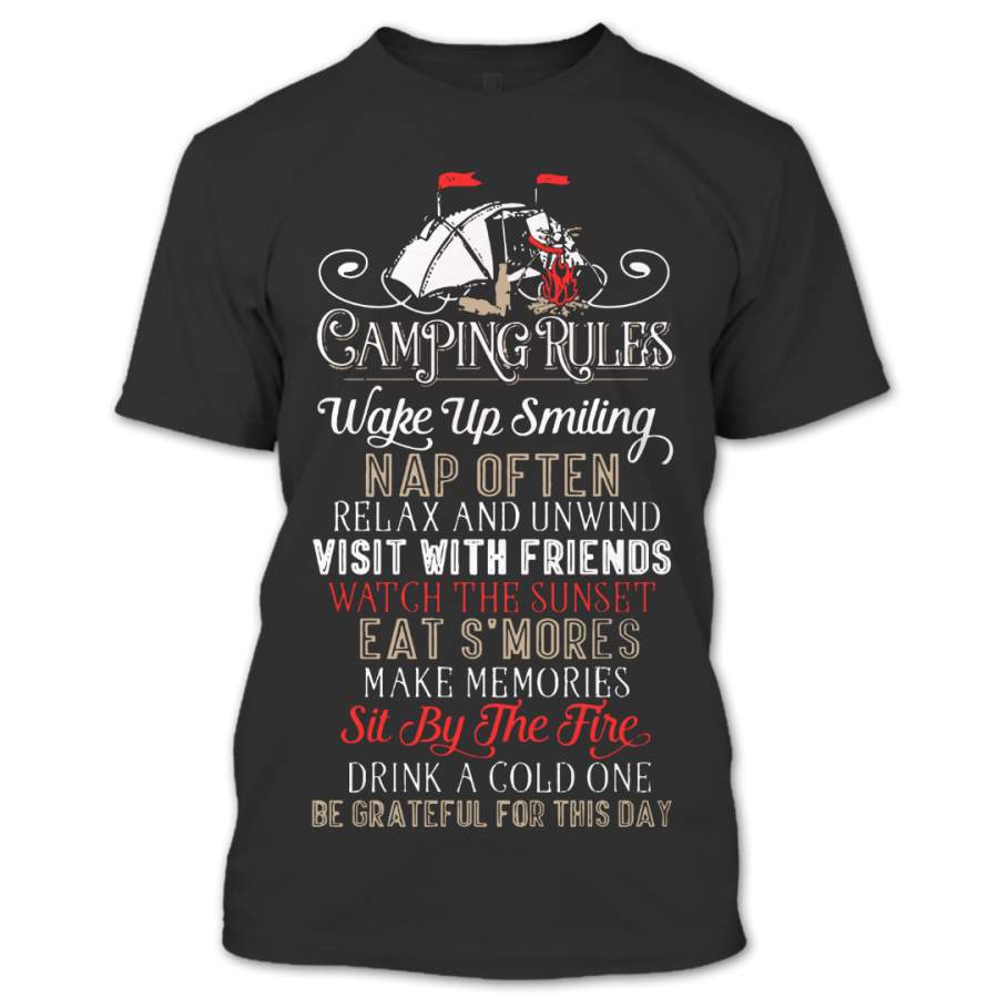 Camping Rules Be Grateful For This Day T Shirt, Camping Lovers Shirt, Hobby Shirts