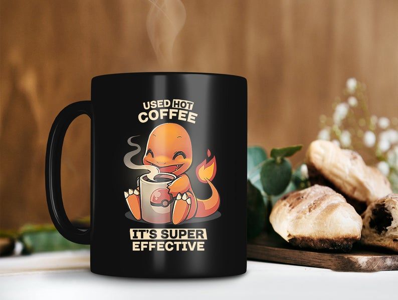 Black Mug Charmander Use Hot Coffee It’s Super Effective Mug Pokemon Lover Gift Charmander Coffee Premium Sublime Ceramic Coffee Mug H99