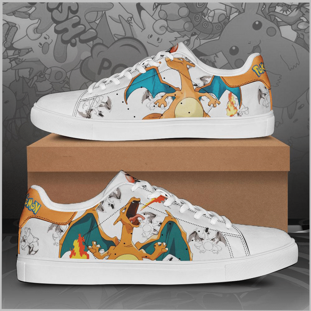 Charizard Pokemon Low top Leather Skate Shoes, Tennis Shoes, Fashion Sneakers L98