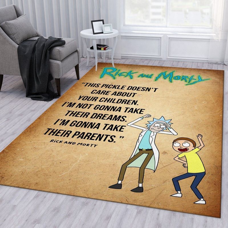 Dancing Rick And Morty This Pickle Doesn’t Care About Your Children Area Rug Living Room Rug Home Decor Floor Decor N98