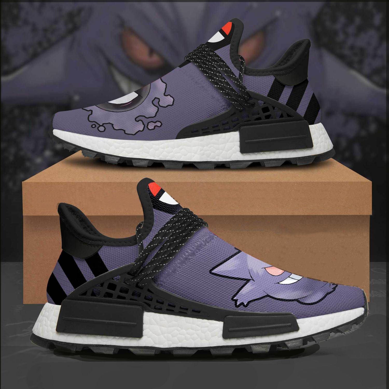 Gengar Shoes Pokemon Custom Anime Shoes NMD Sneakers VH3