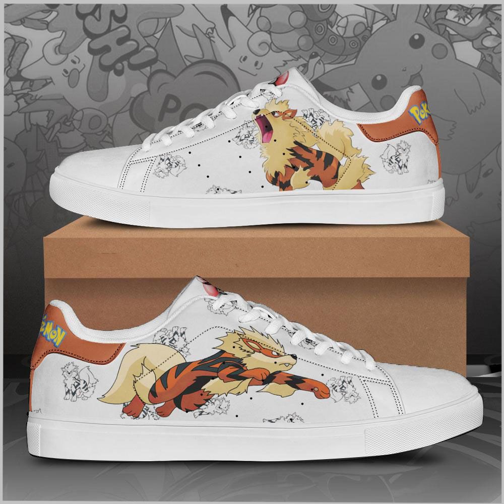 Arcanine Pokemon Low top Leather Skate Shoes, Tennis Shoes, Fashion Sneakers L98