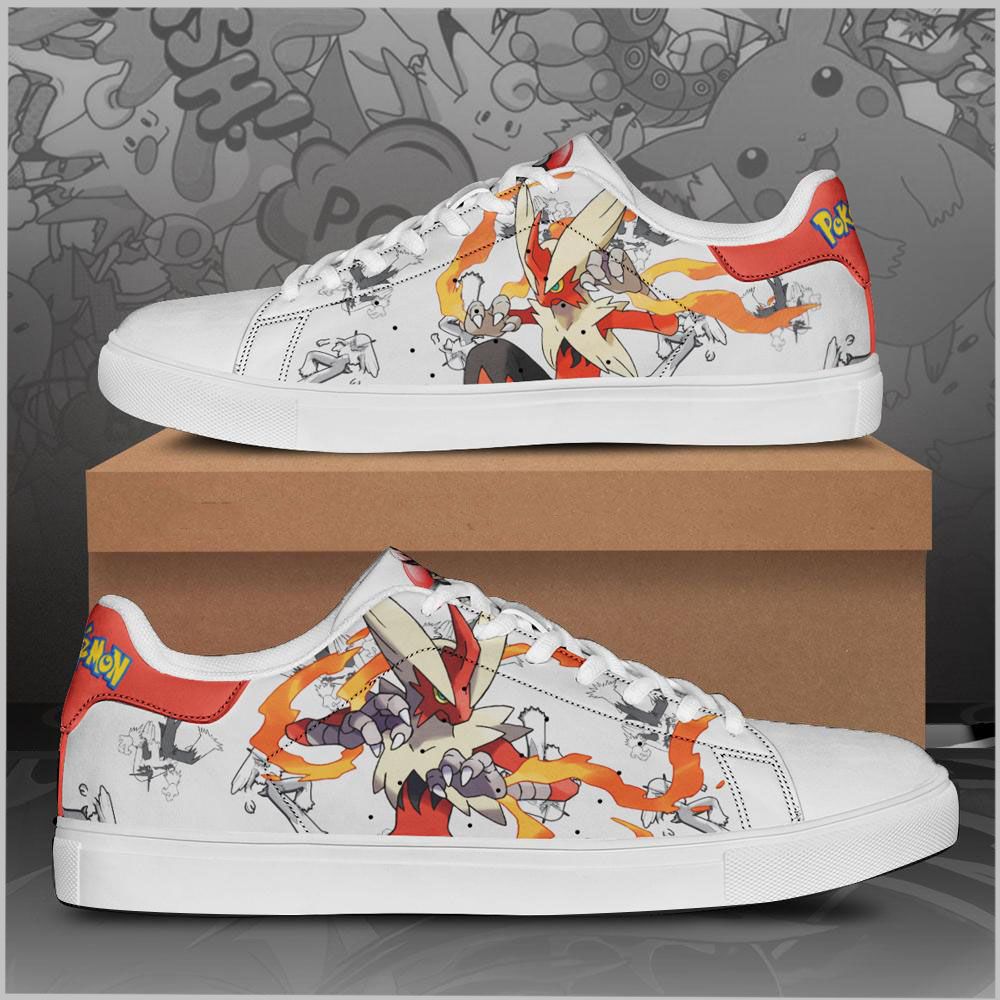 Blaziken Pokemon Low top Leather Skate Shoes, Tennis Shoes, Fashion Sneakers L98