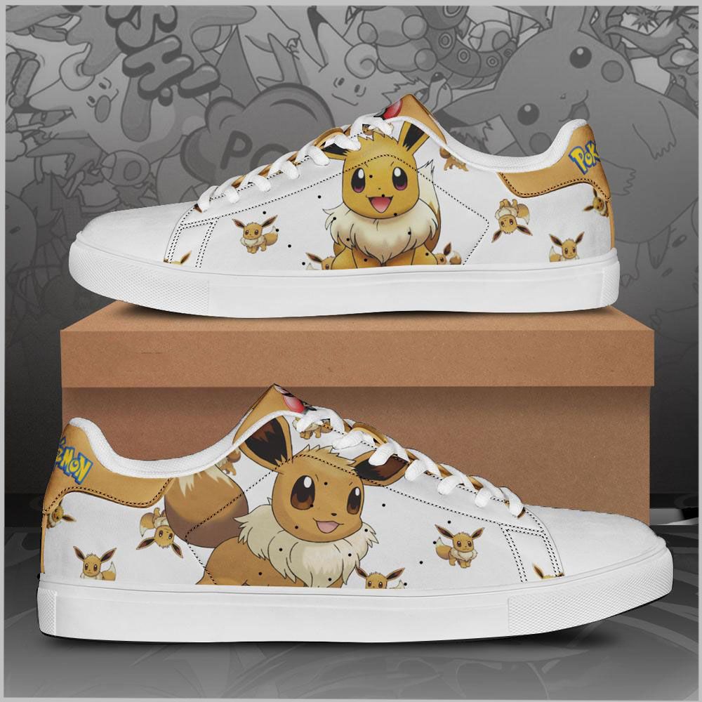 Eevee Pokemon Low top Leather Skate Shoes, Tennis Shoes, Fashion Sneakers L98