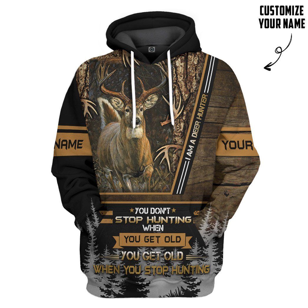 Gearhumans 3D Deer Hunting When You Get Old Custom Name Tshirt Hoodie Apparel