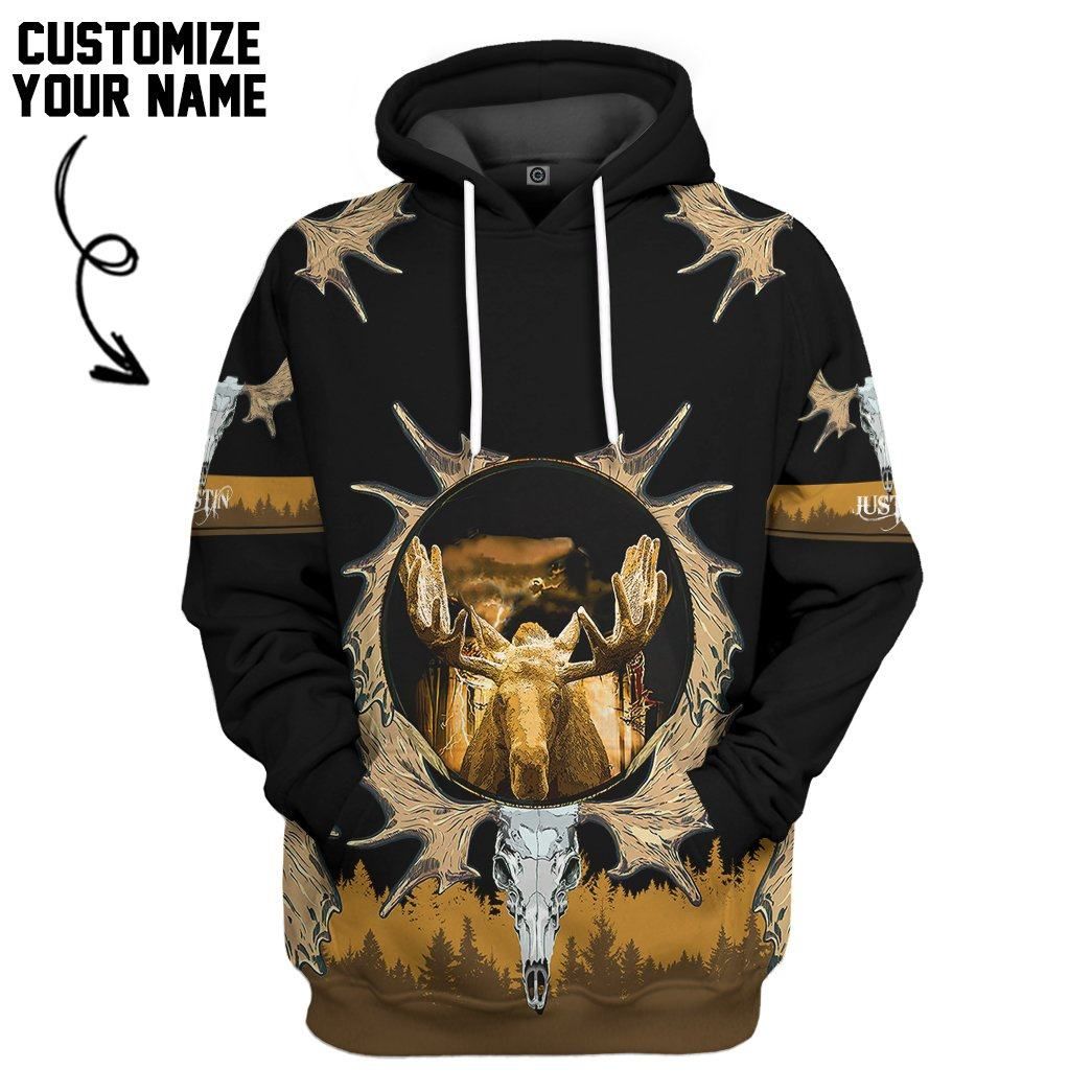 Gearhumans 3D Moose Hunting Custom Name Tshirt Hoodie Apparel