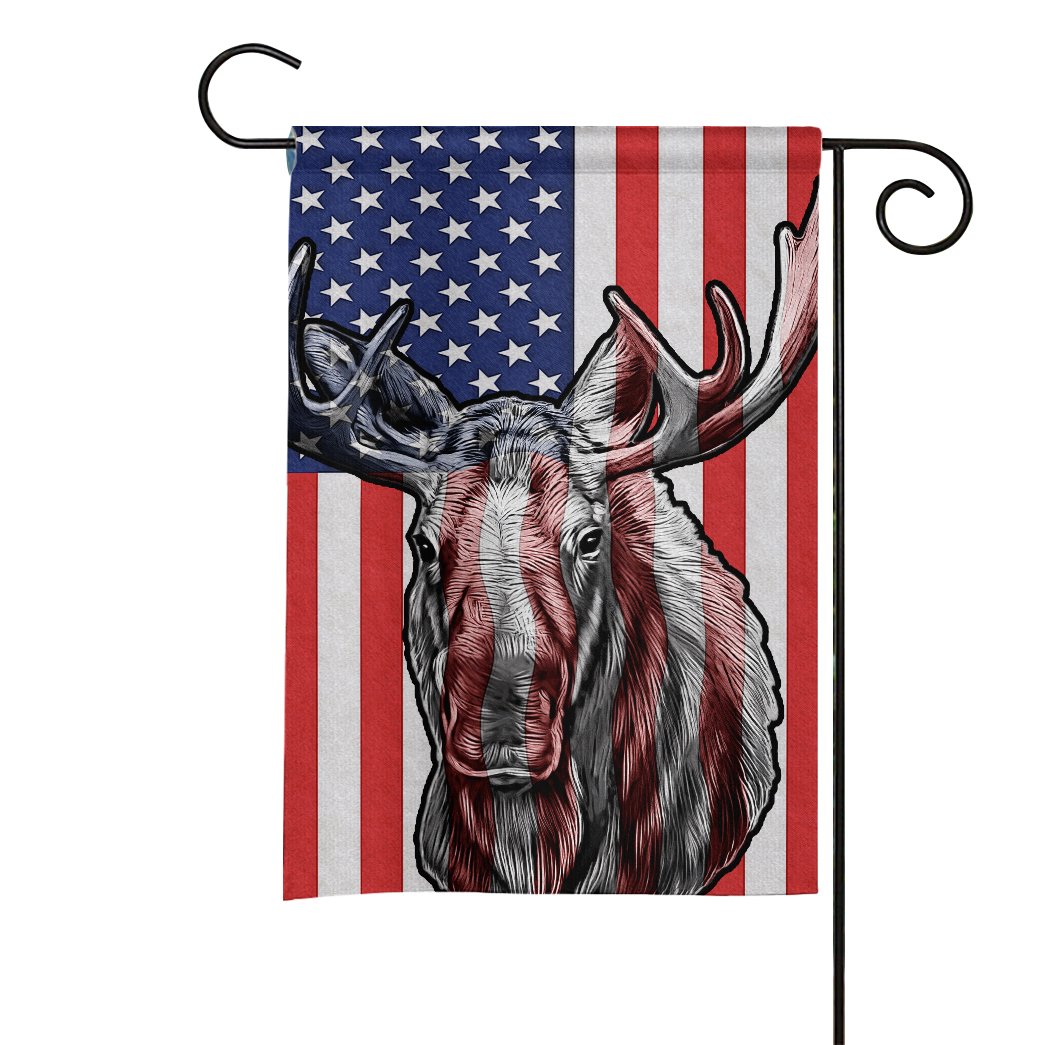 Gearhumans 3D Moose Hunting American Custom Flag