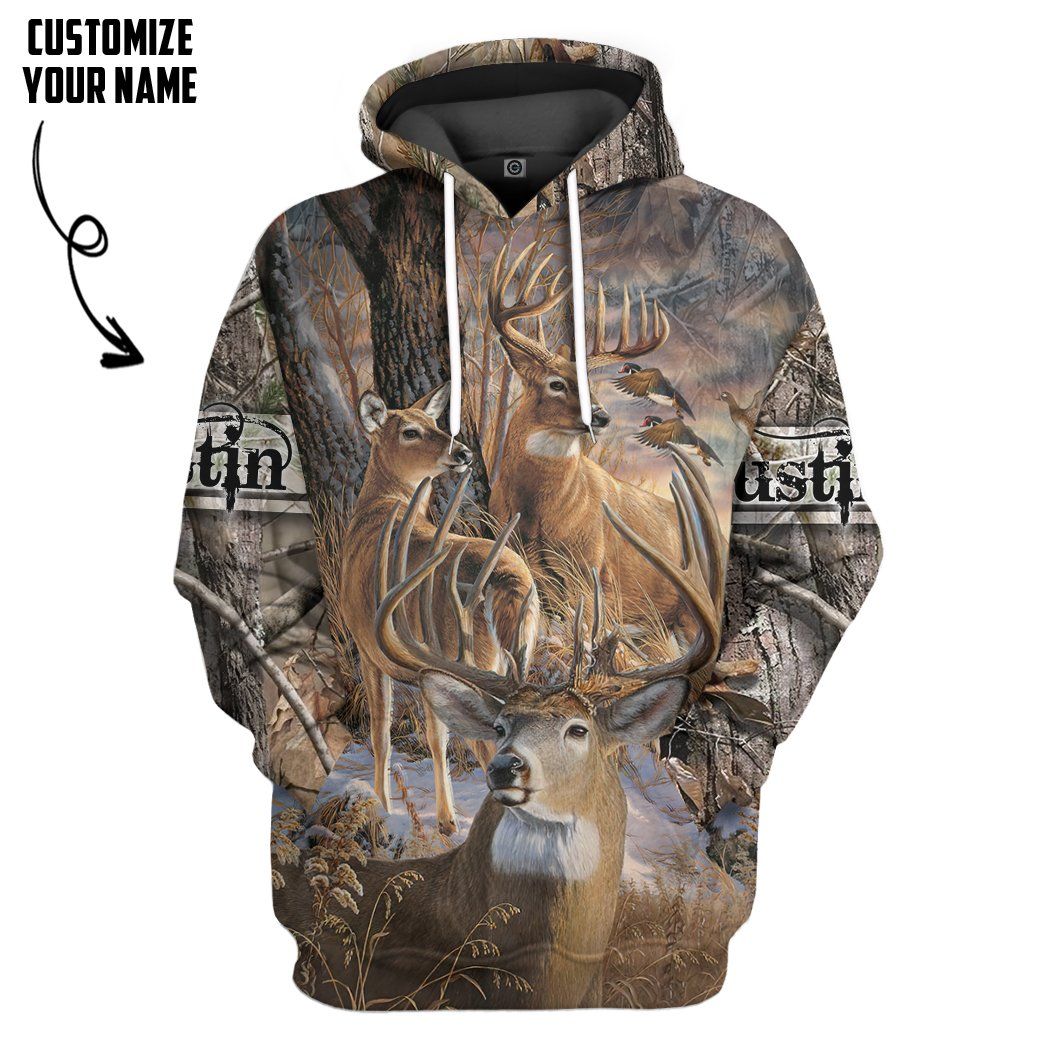 Gearhumans Gearhuman 3D Love Deer Hunting Custom Name Tshirt Hoodie Apparel