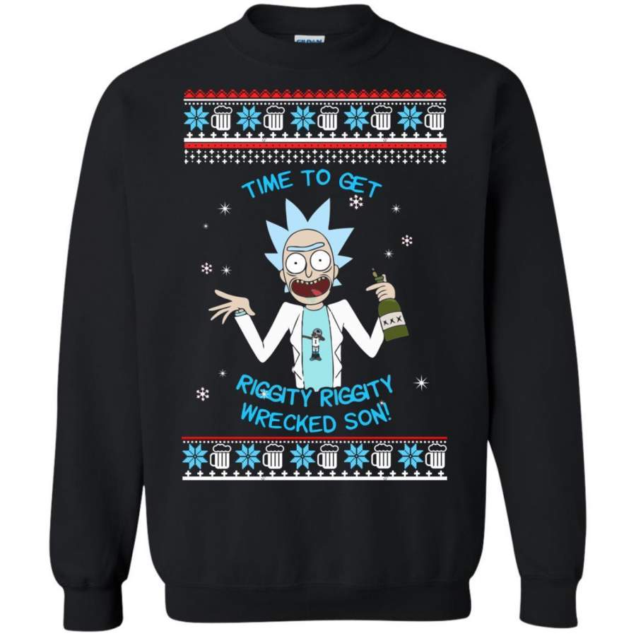 AGR Rick and Morty Time to get Riggity Riggity Wrecked Son Christmas sweater