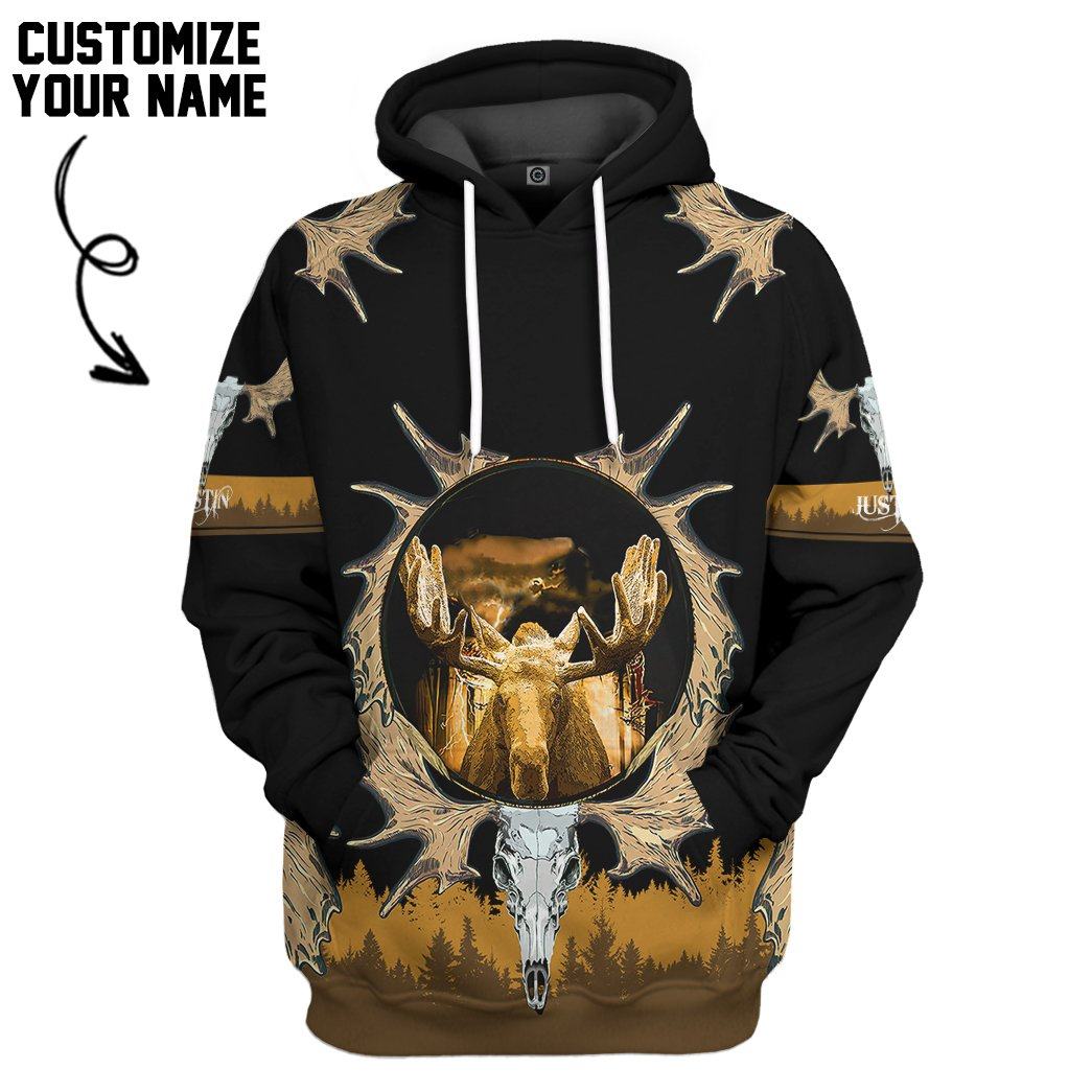 Gearhumans Gearhuman 3D Moose Hunting Custom Name Tshirt Hoodie Apparel