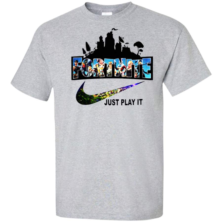 AGR NewmeUp Fortnite Shirts Fortnite Just Play It Shirt Audult Tall T-Shirt