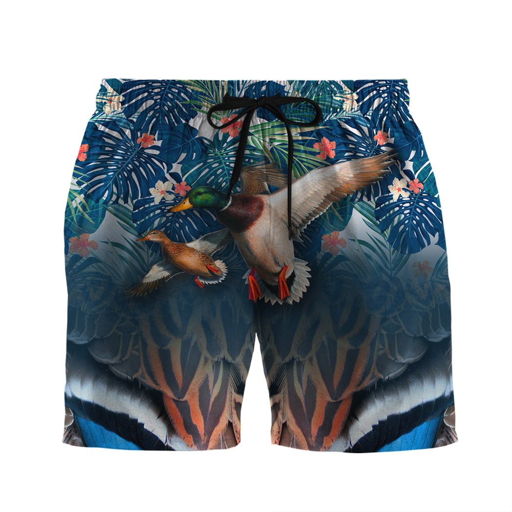 Gearhumans Gearhuman 3D Duck Hunting Hawaii Custom Beach Shorts Swim Trunks