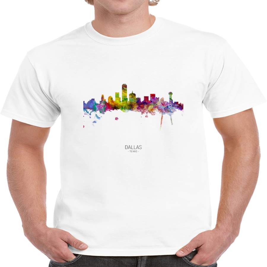 Dallas Texas Rainbow Skyline T Shirt