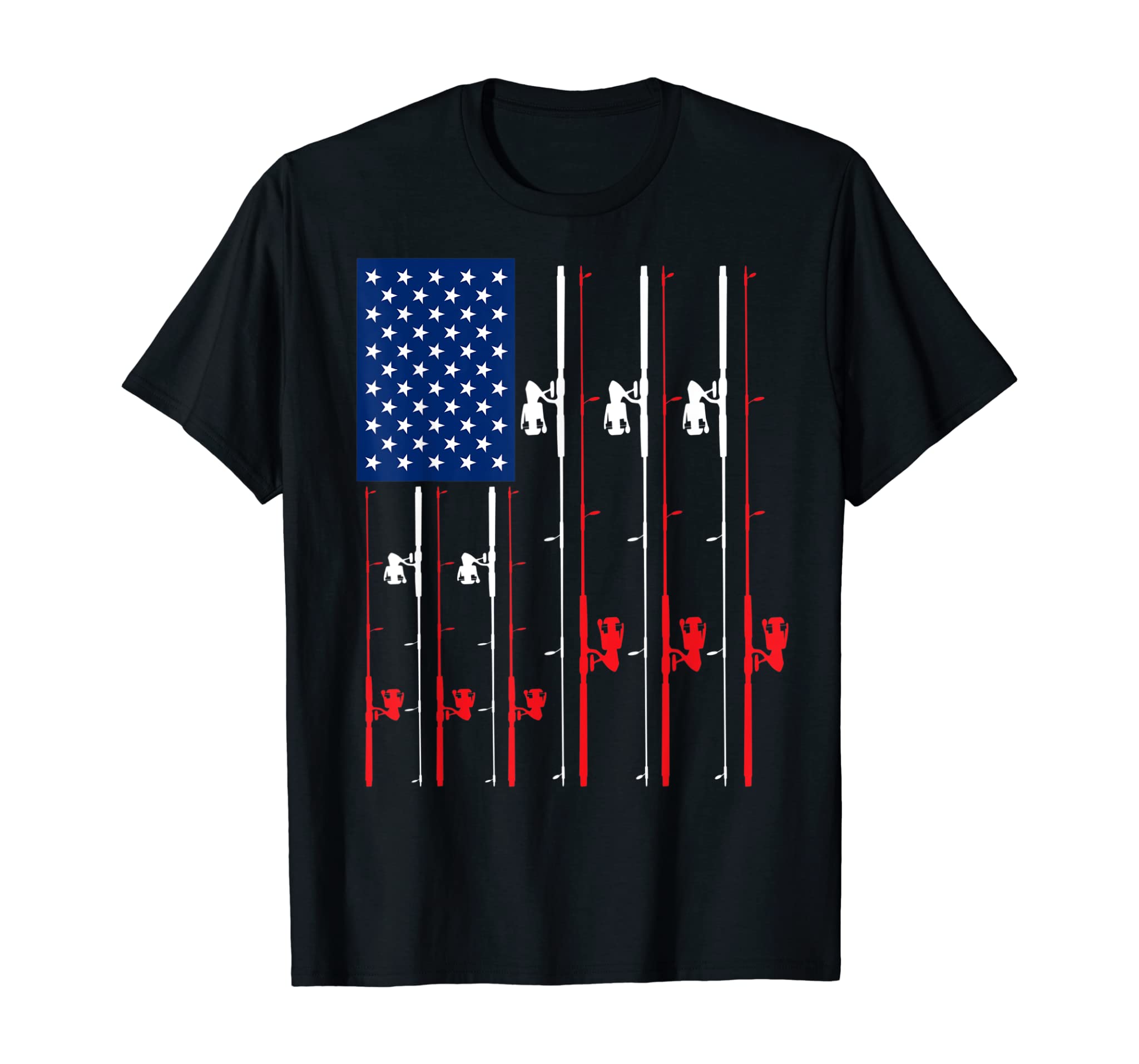 Fishing Rod Us Flag Shirt | Cute Fish Hunting T-Shirt Gift