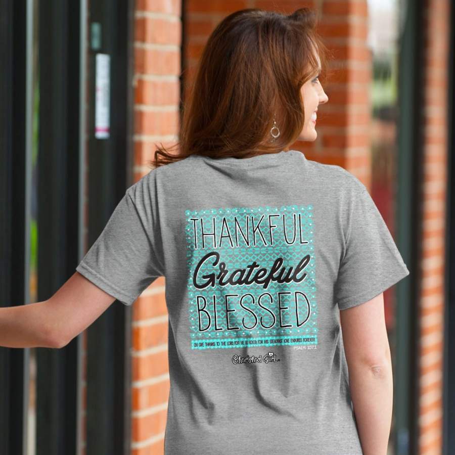 Cherished Girl Thankful Grateful Blessed Girlie Christian Bright T Shirt