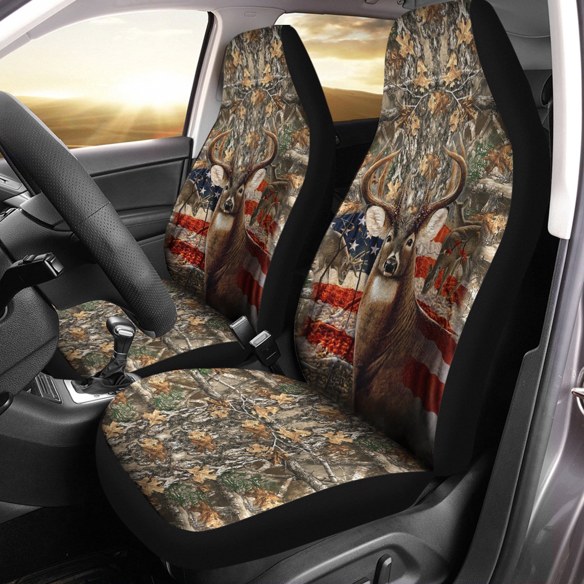 American Flag Camouflage Hunting Camo Deer Hunter Car Seat Cover Size Universal Fit