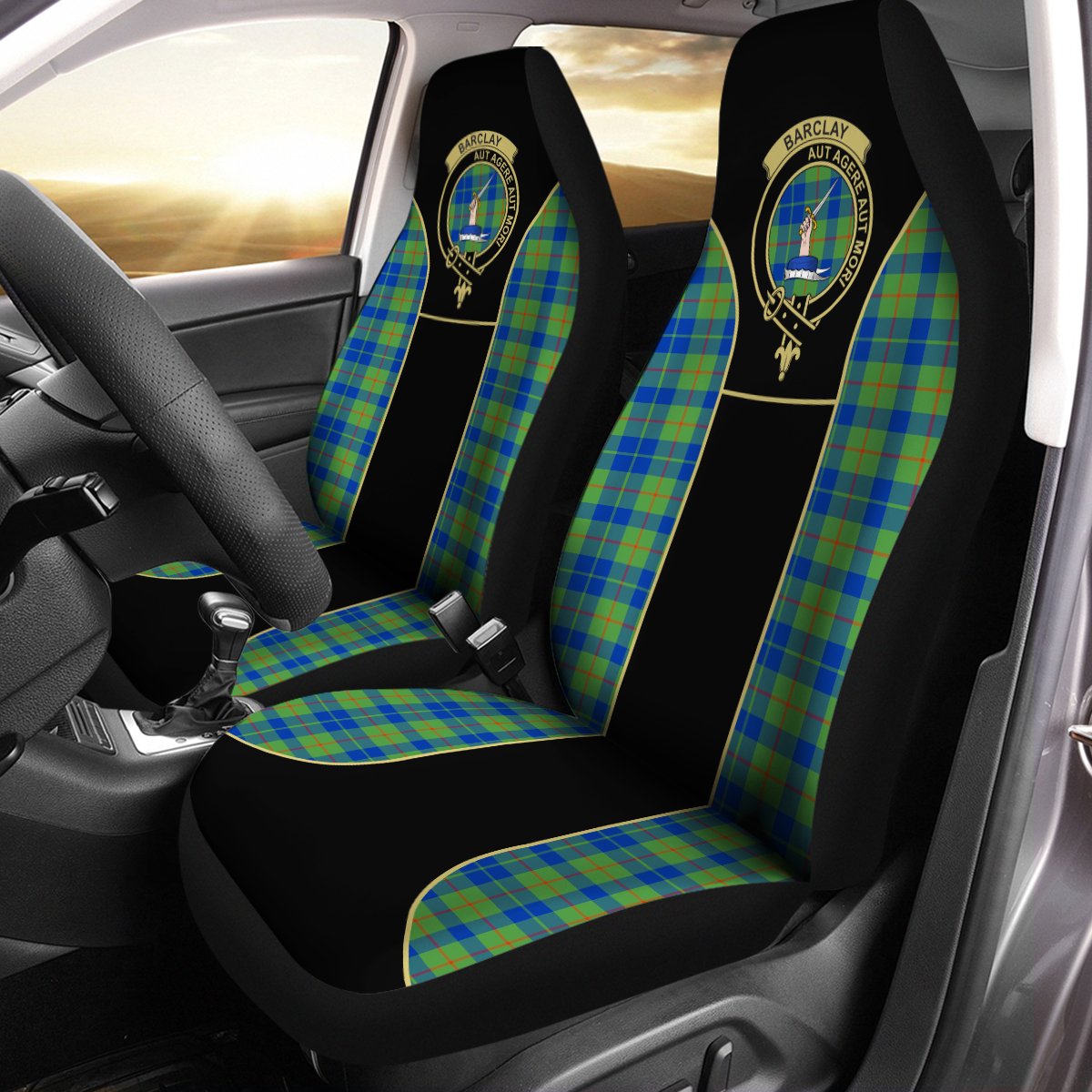 Barclay Hunting Ancient Scottish Tartan Clan Crest Badge Car Seat Cover Size Universal Fit