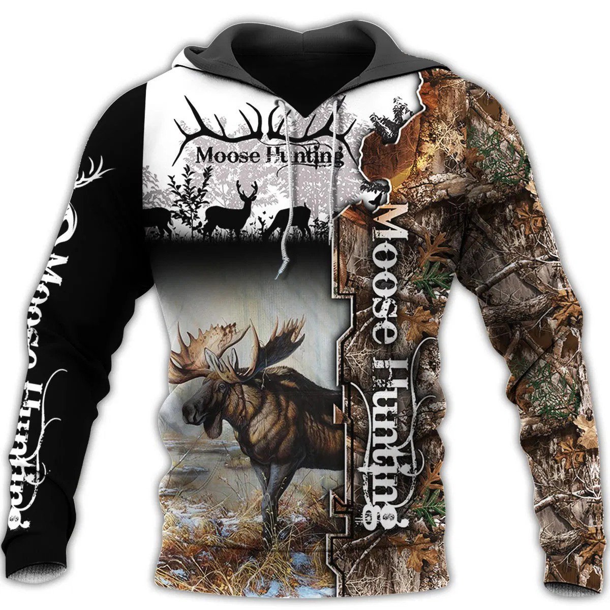 Camo Moose Hunting Hoodie T-Shirt Sweatshirt For Men And Women Nm280201