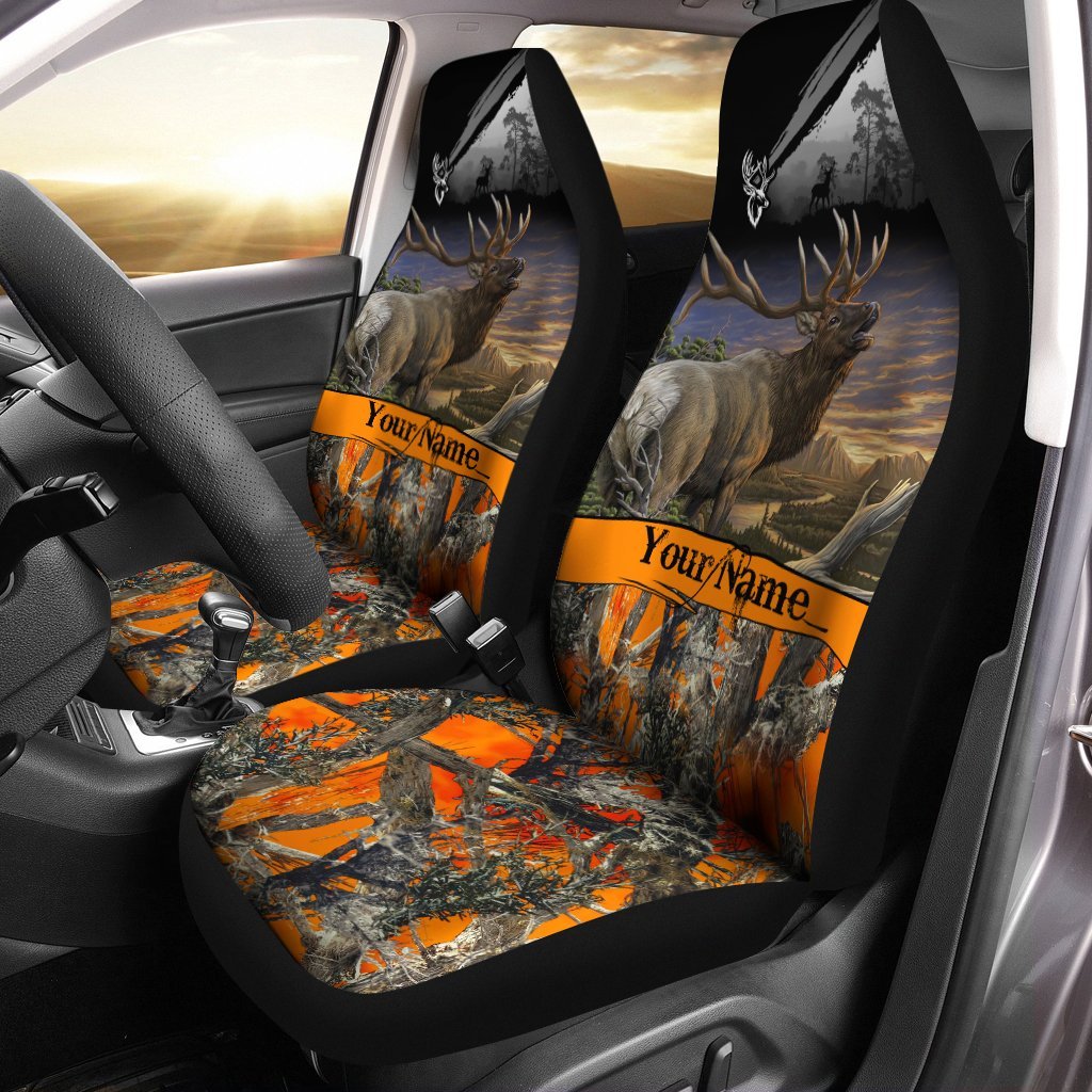 Elk Hunting Custom Name 3D All Over Print Seat Covers – Car Accessories Hunting Gifts Set Of 2 – Fsd272