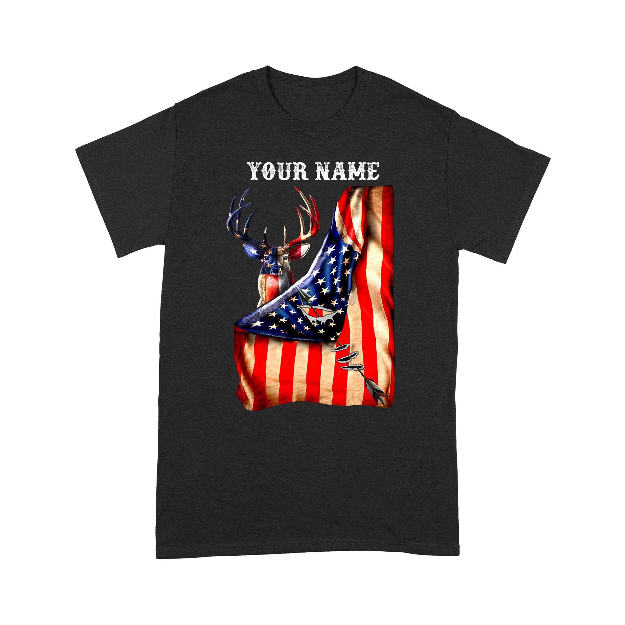 Bow Hunting Deer Customized Name American Flag Patriotic Hunting Big Game D03 Nqs2455 Standard T-Shirt