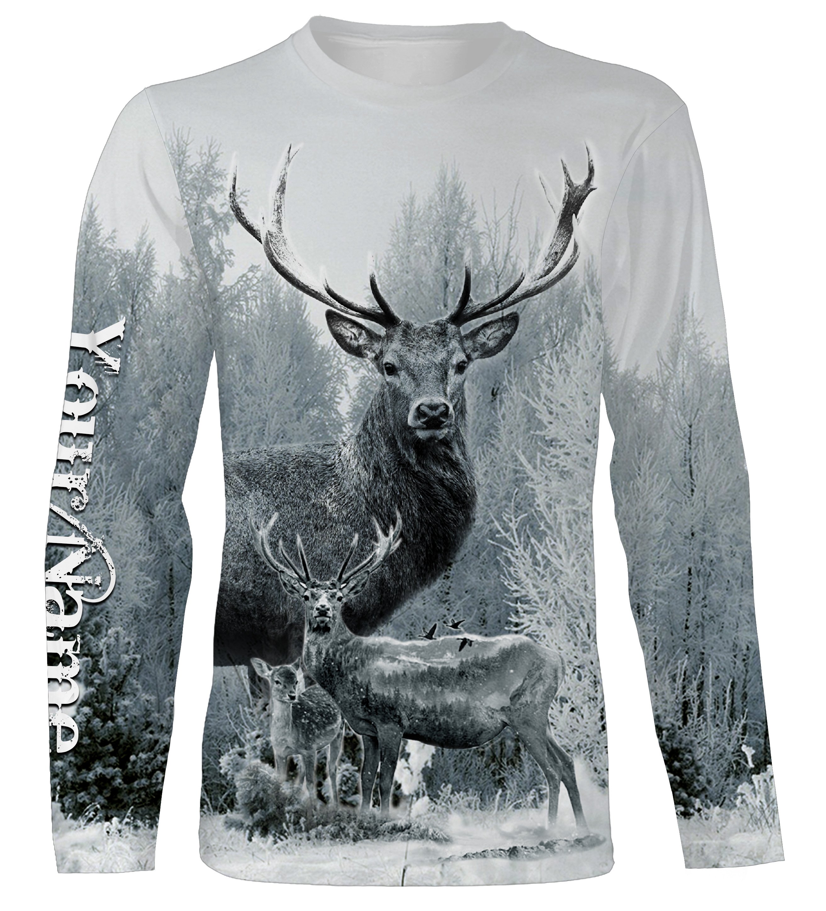 Deer Hunting Snow Camo Custom Name 3D All Over Print Shirts, Personalized Deer Hunters Gifts Ttn03