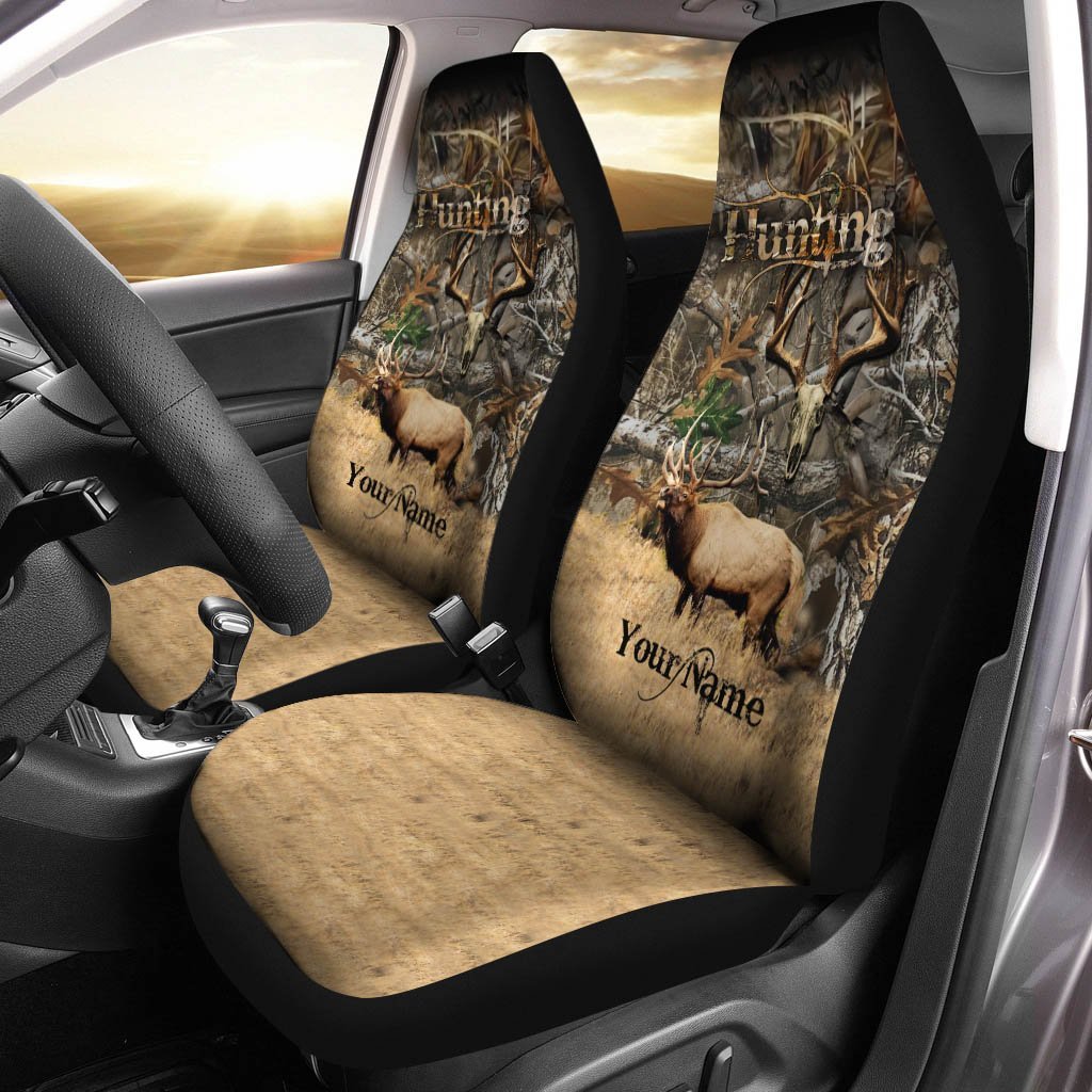 Elk Hunting Camo Custom Name 3D All Over Print Seat Covers – Car Accessories Set Of 2 – Fsd1822