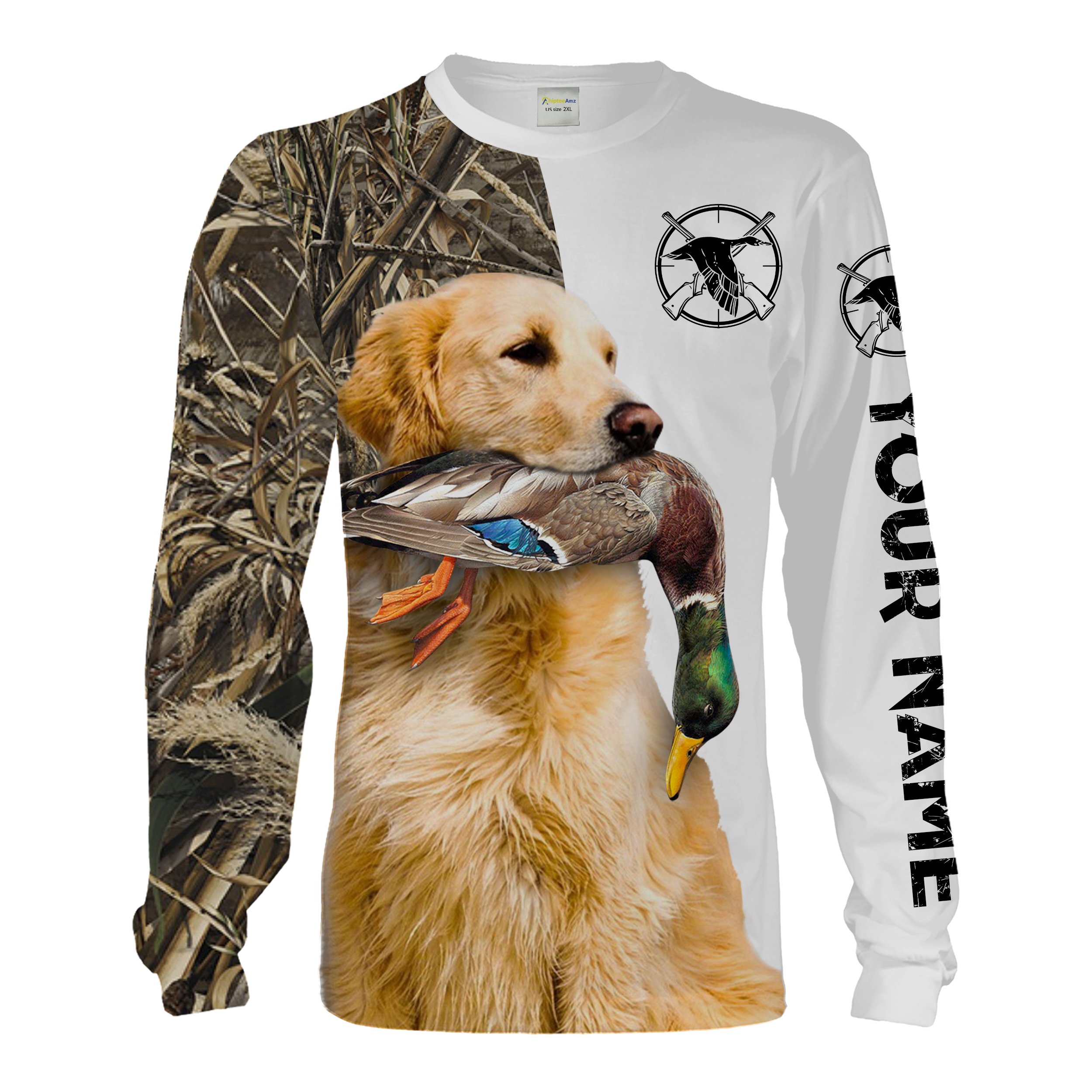 Duck Hunting With Dog Golden Retriever Customize Name 3D All Over Printed Shirts – Personalized Hunting Gifts Fsd2166