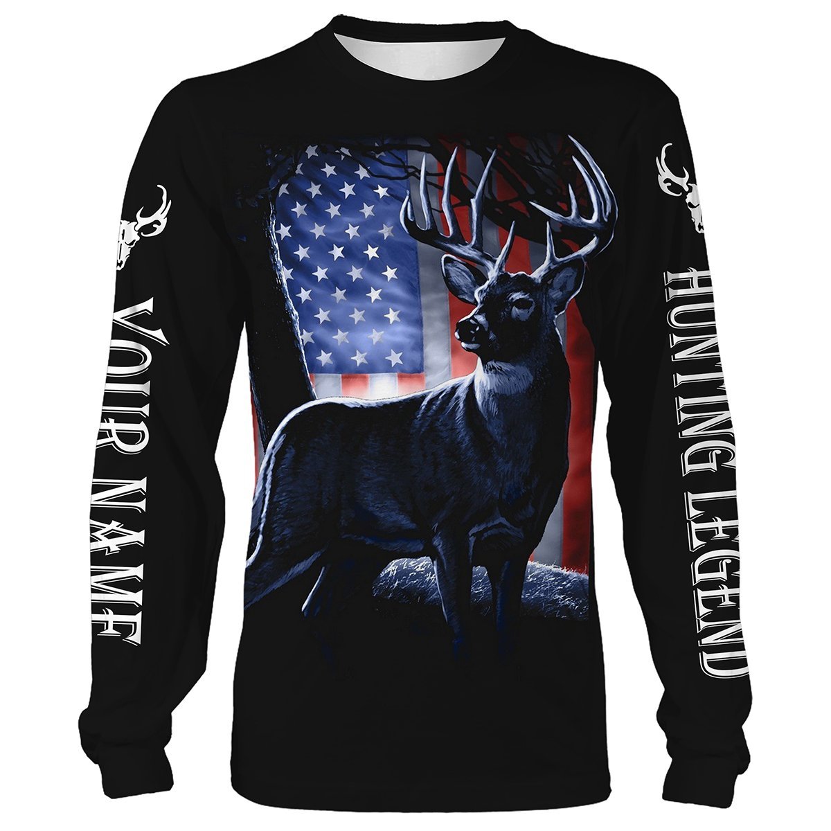 Deer Hunting Legend American Flag Patriotic Customize Name 3D All Over Printed Shirts Personalized Gift For Hunting Lovers Nqs698