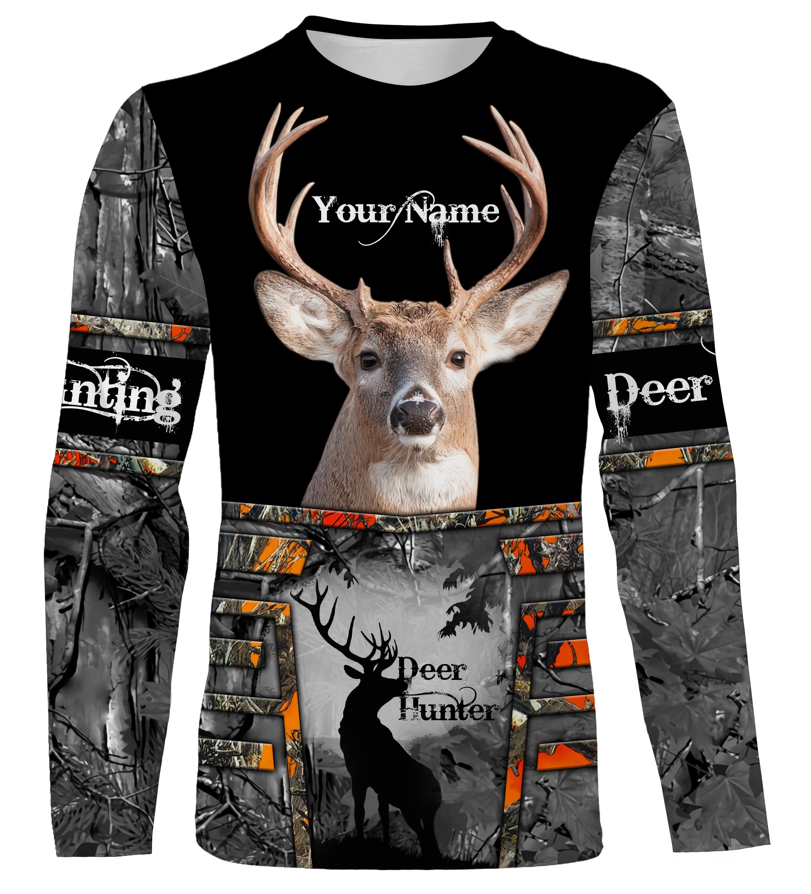 Deer Hunting Shirt Custom Name Personalized Gifts For Deer Hunter Whitetails Deer Camo Hoodie, Long Sleeve – Fsd2546