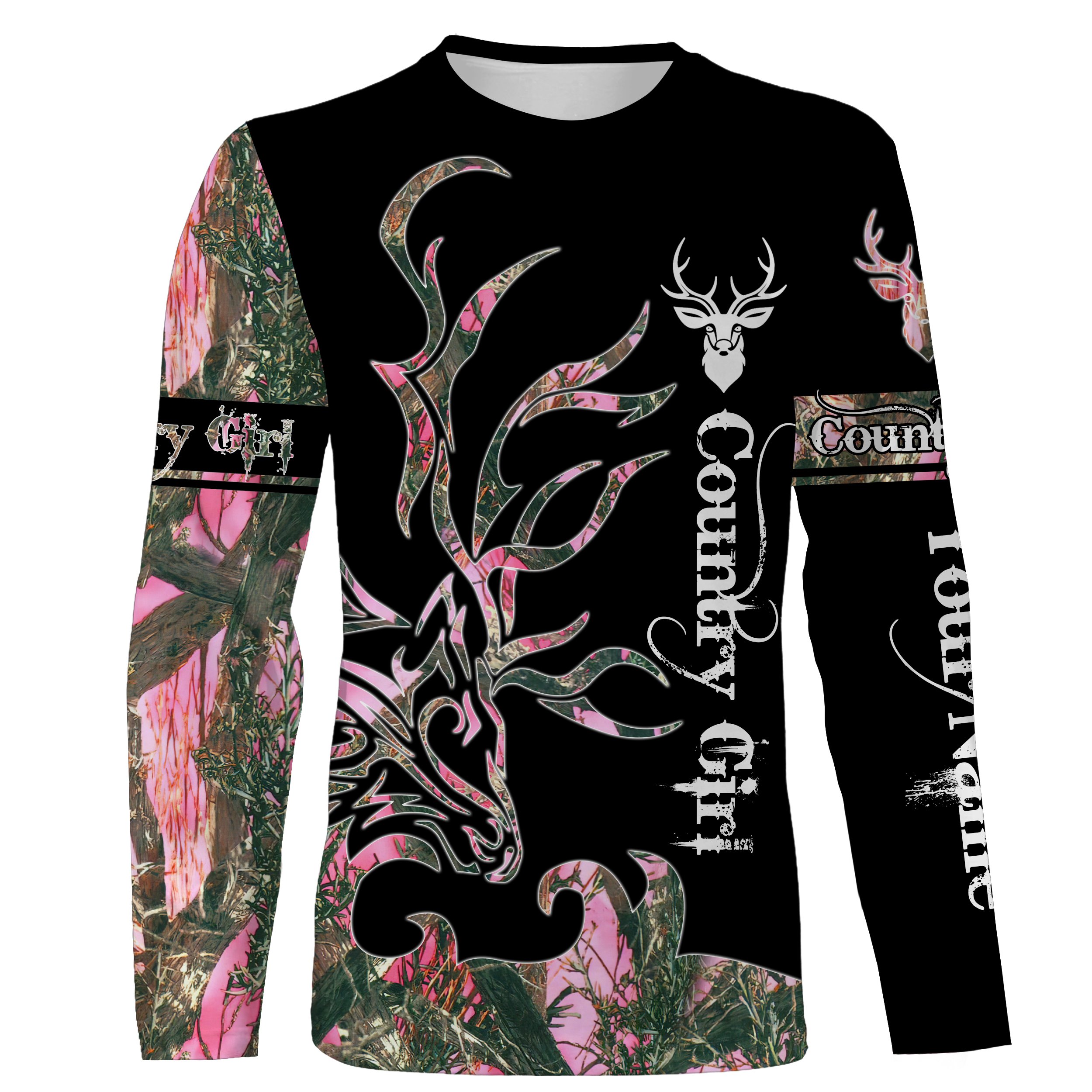 Country Girl Deer Hunting Pink Tree Camo Custom Name All Over Printed Shirt, Hoodie, Female Hunting Gifts Fsd2556