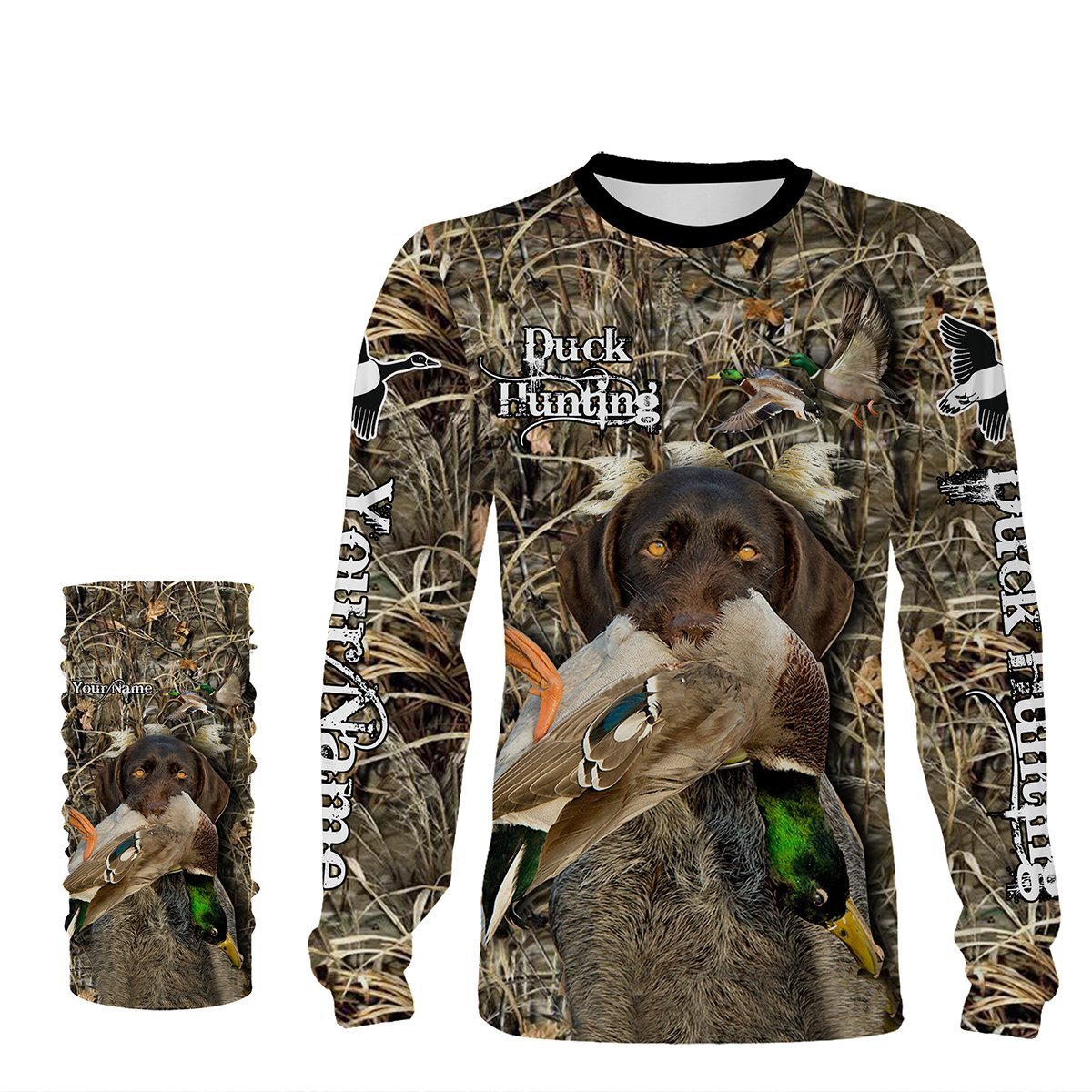 Duck Hunting Labrador Retriever Camo Waterfowl Custom Name 3D All Over Print Shirts – Personalized Duck Hunting Apparel – Nqs745