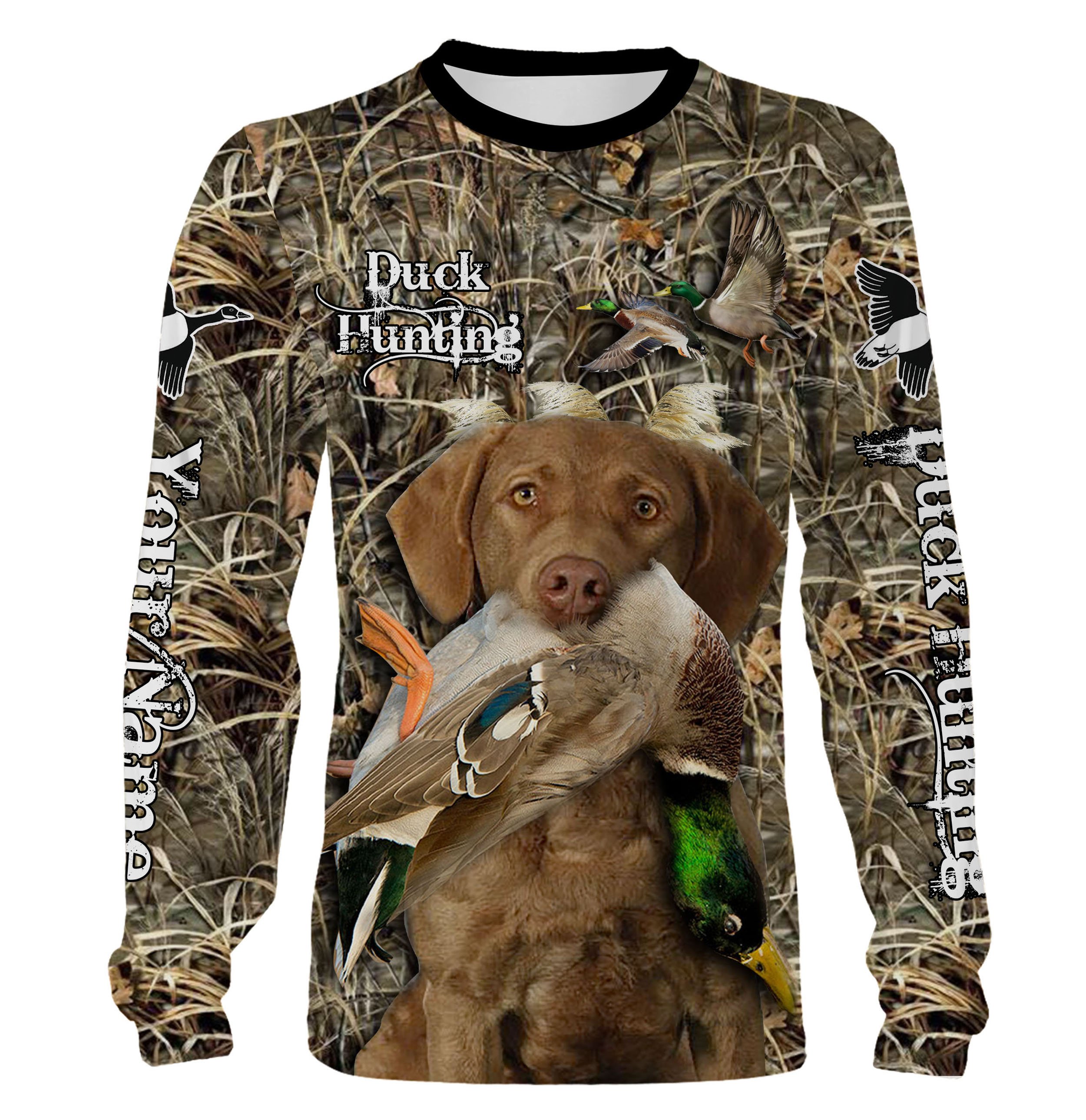 Duck Hunting Chesapeake Bay Retriever Camo Waterfowl Custom Name 3D All Over Print Shirts Personalized Duck Hunting Apparel Nqs959