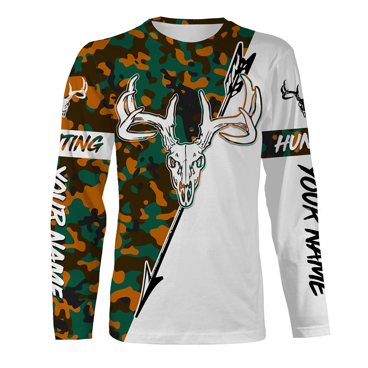 Bow Hunting Archery Deer Skull Custom All Over Printed Shirts – Personalized Hunting Camo Apparel – Iphw1868