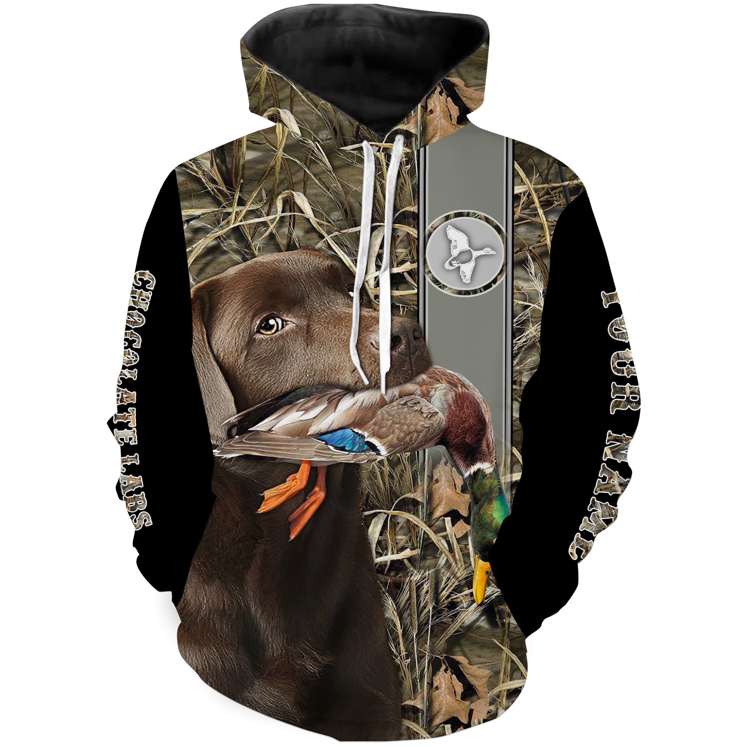 Chocolate Labrador Retriever Duck Hunting With Dog Waterfowl Camo Custom Name All Over Printed Shirts, Personalized Gifts Fsd2583