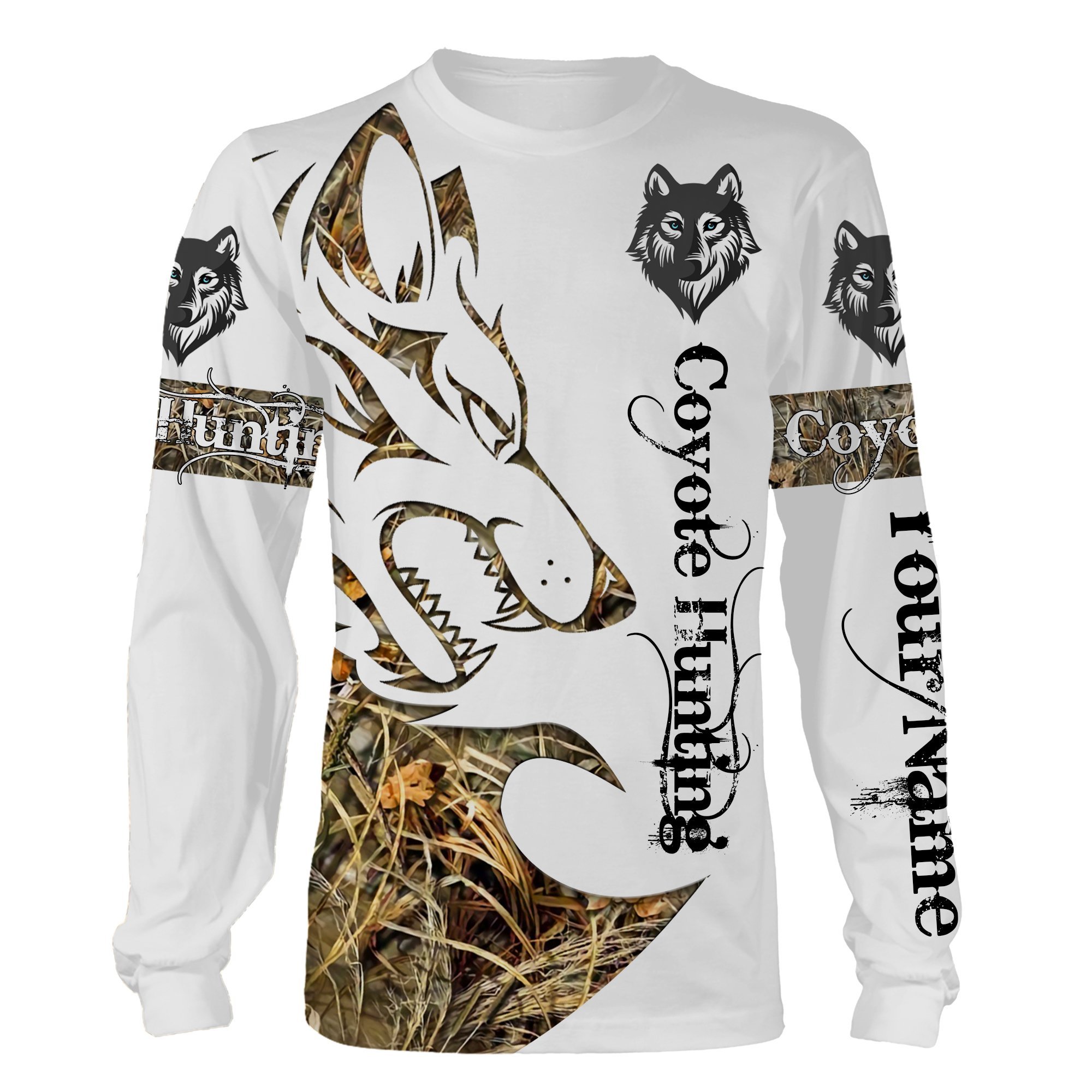 Coyote Hunting Predator Tattoo Camouflage Hunting Clothes Customize Name 3D All Over Printed Shirts Plus Size Personalized Gift Nqs1041