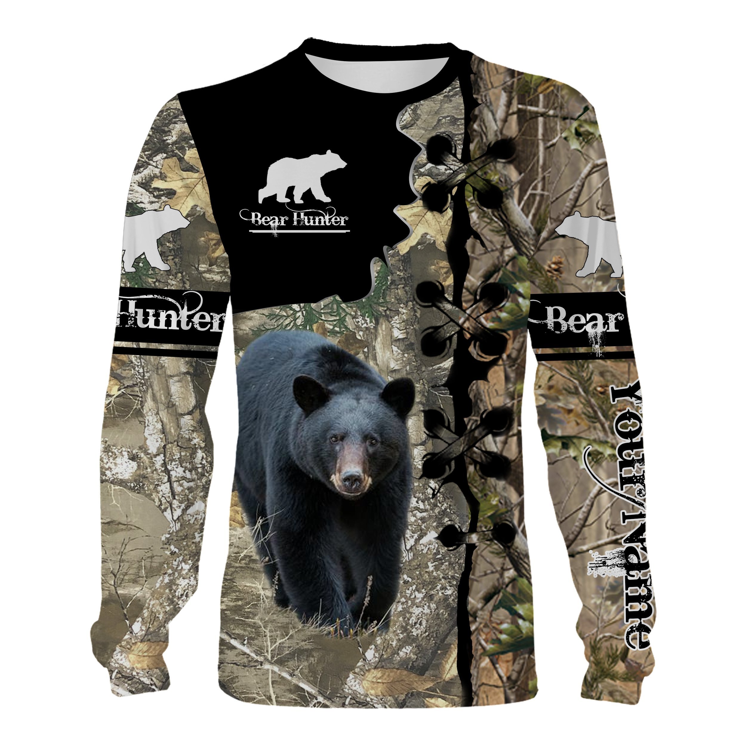 Bear Hunting Custom Name 3D All Over Print Shirts, Face Shield – Personalized Hunting Gifts – Fsd269