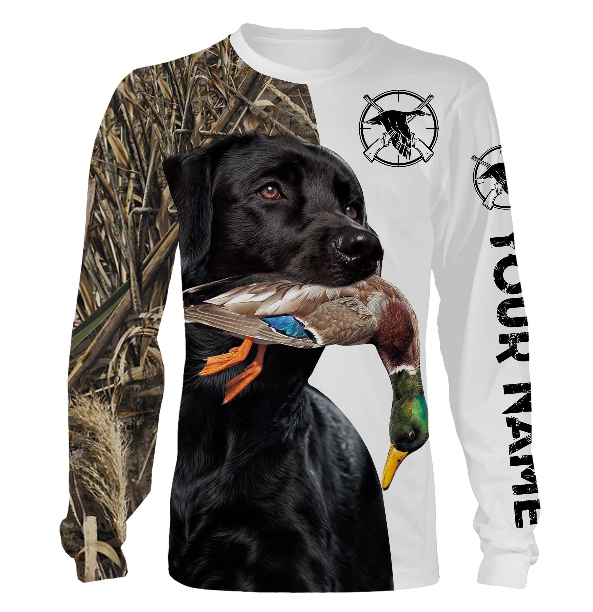 Duck Hunting With Dog Custom Name 3D Full Printing Long Sleeves Shirts Fsdduck