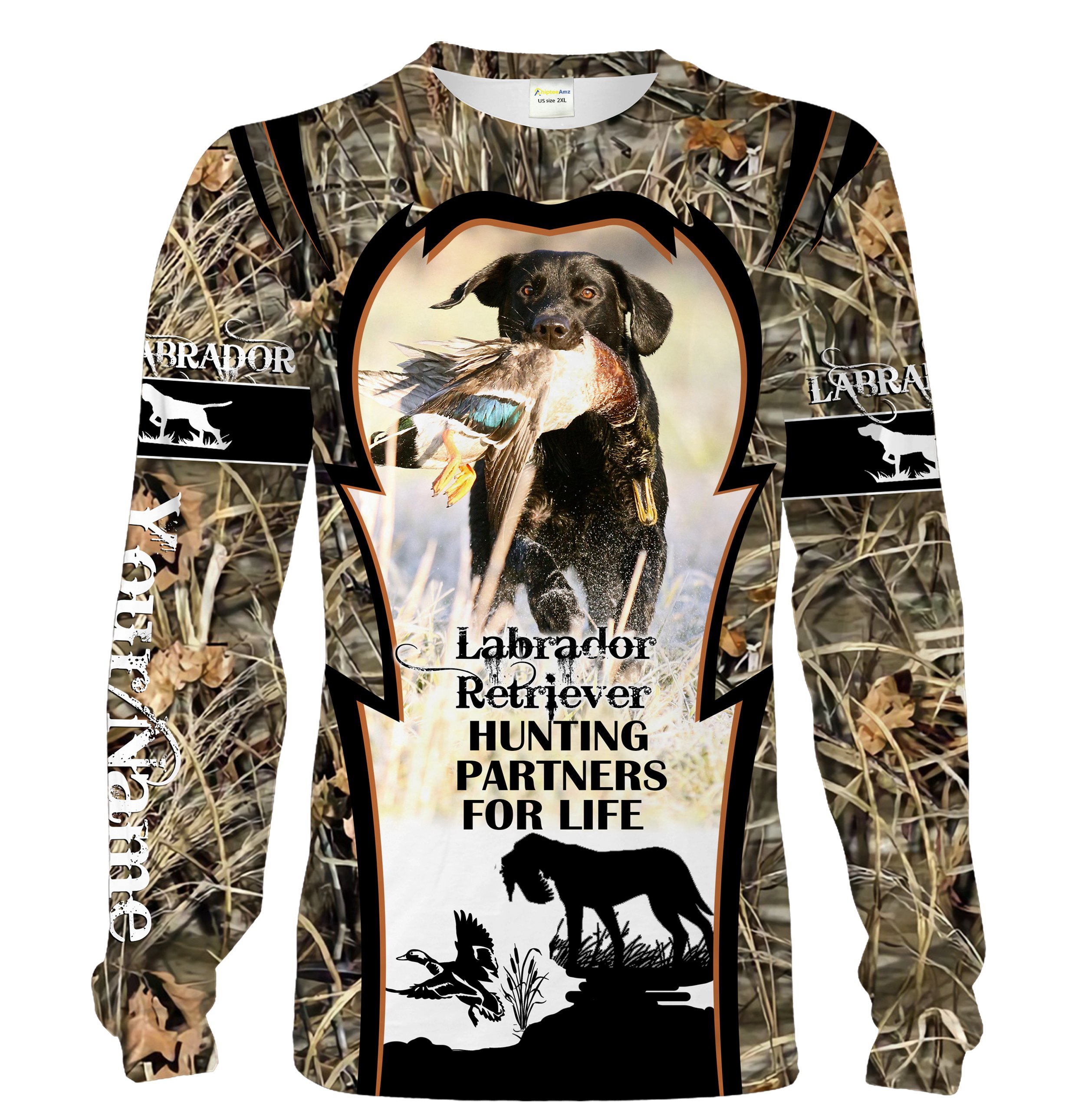 Best Hunting Dog Labrador Retriever Hunting Partners For Life Customize Name 3D All Over Print Shirts Waterfowl Camo Nqs1698