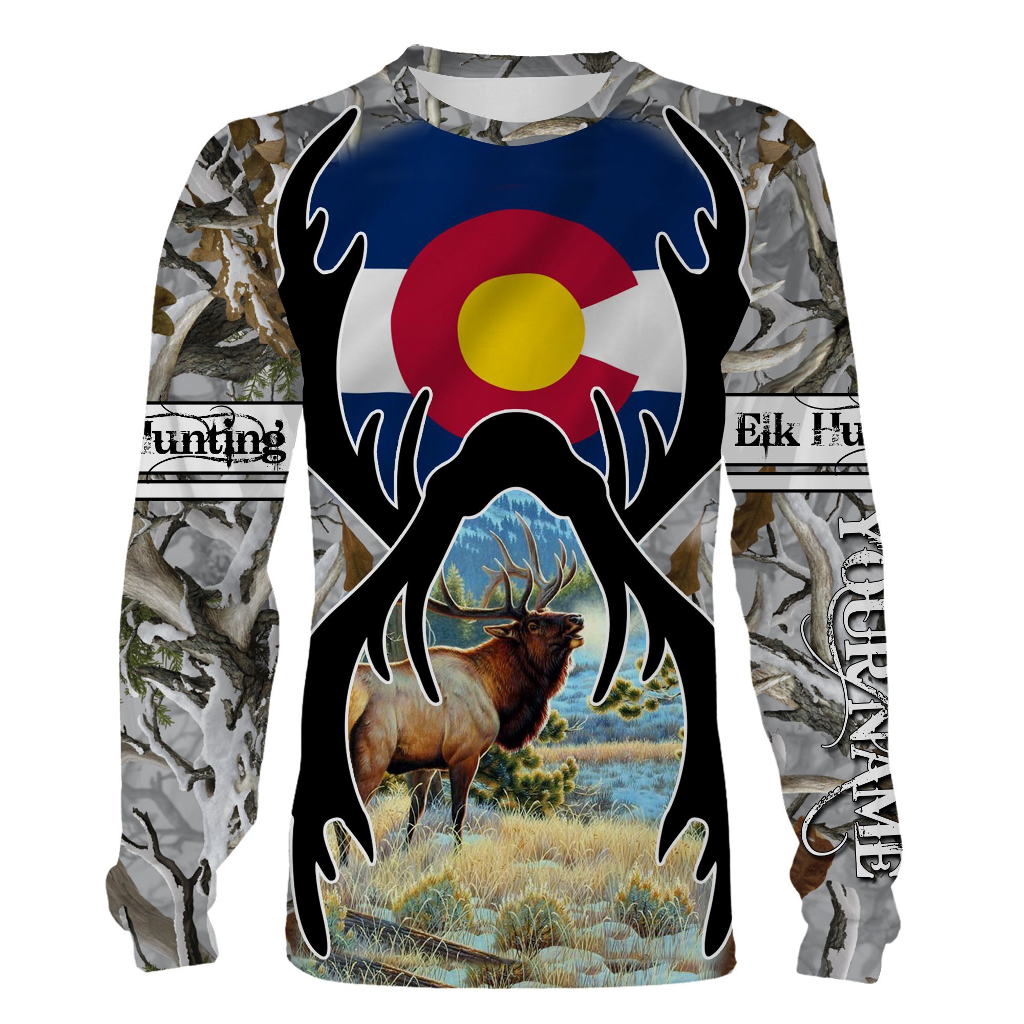 Colorado Elk Hunting Custom Name Full Printed Shirts, Hoodie, Long Sleeves Personalized Hunting Gifts For Elk Hunter Fsd1556