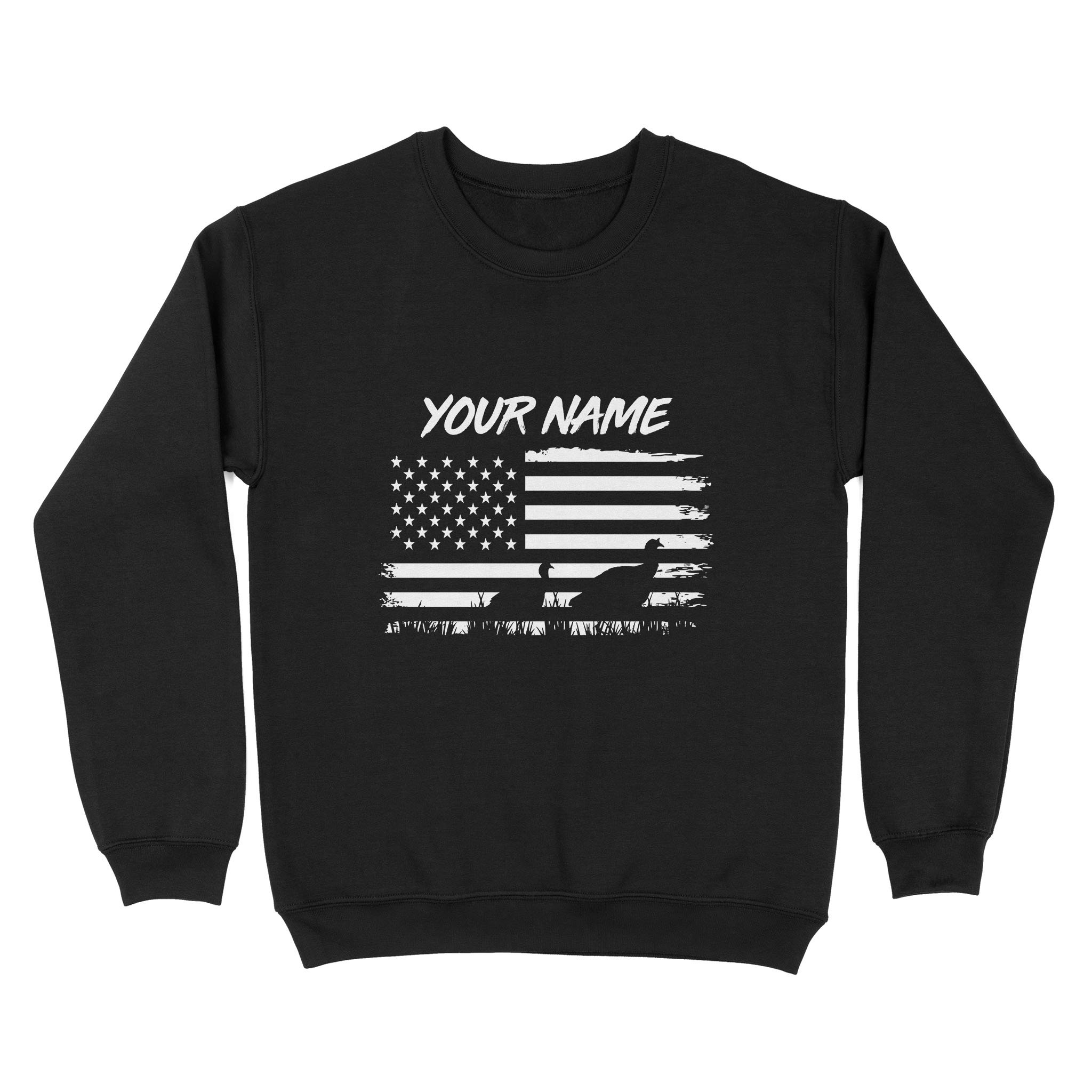 Customize Name Turkey Hunting American Flag Patriotic Hunting Shirt D08 Nqs2206 – Standard Crew Neck Sweatshirt