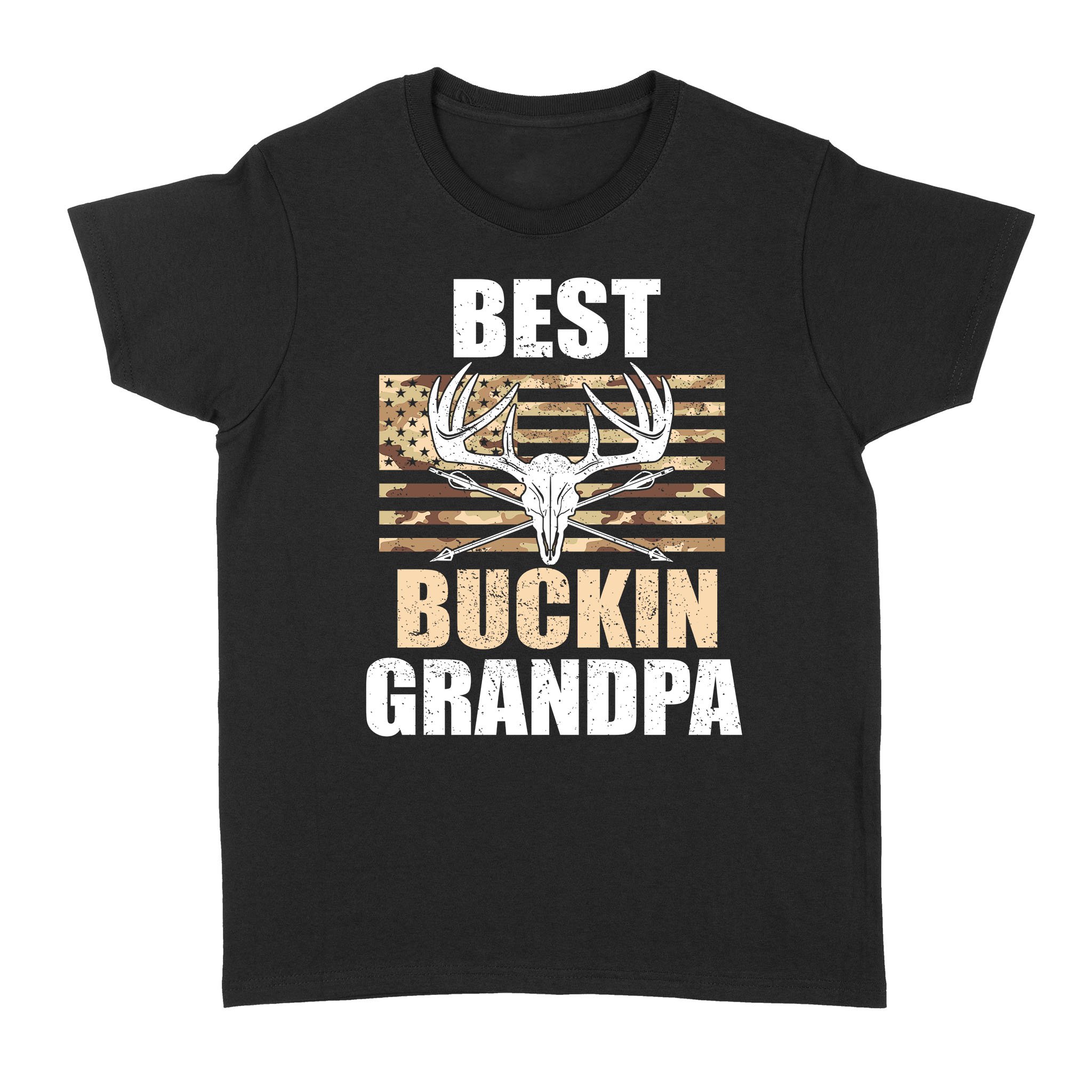 Best Buckin Grandpa American Flag 4Th July Camo Hunting Shirts, Deer Skull Hunting Shirt, Gift For Grandfather, Grandpa D02 Nqs1408 – Standard Women’S T-Shirt