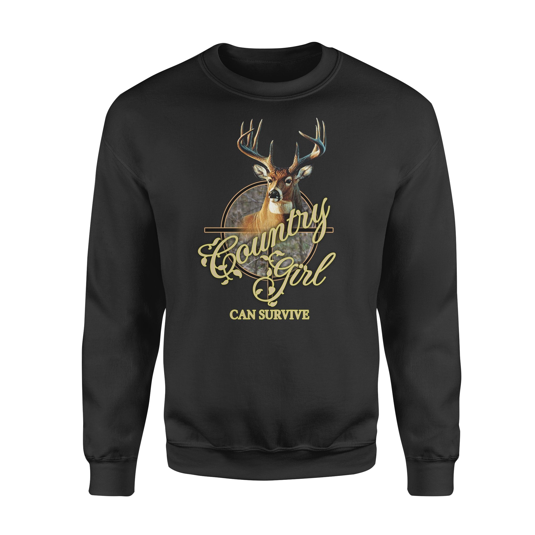 “Country Girl Can Survive” Deer Hunting Shirt D02 Nqs1301 – Standard Crew Neck Sweatshirt