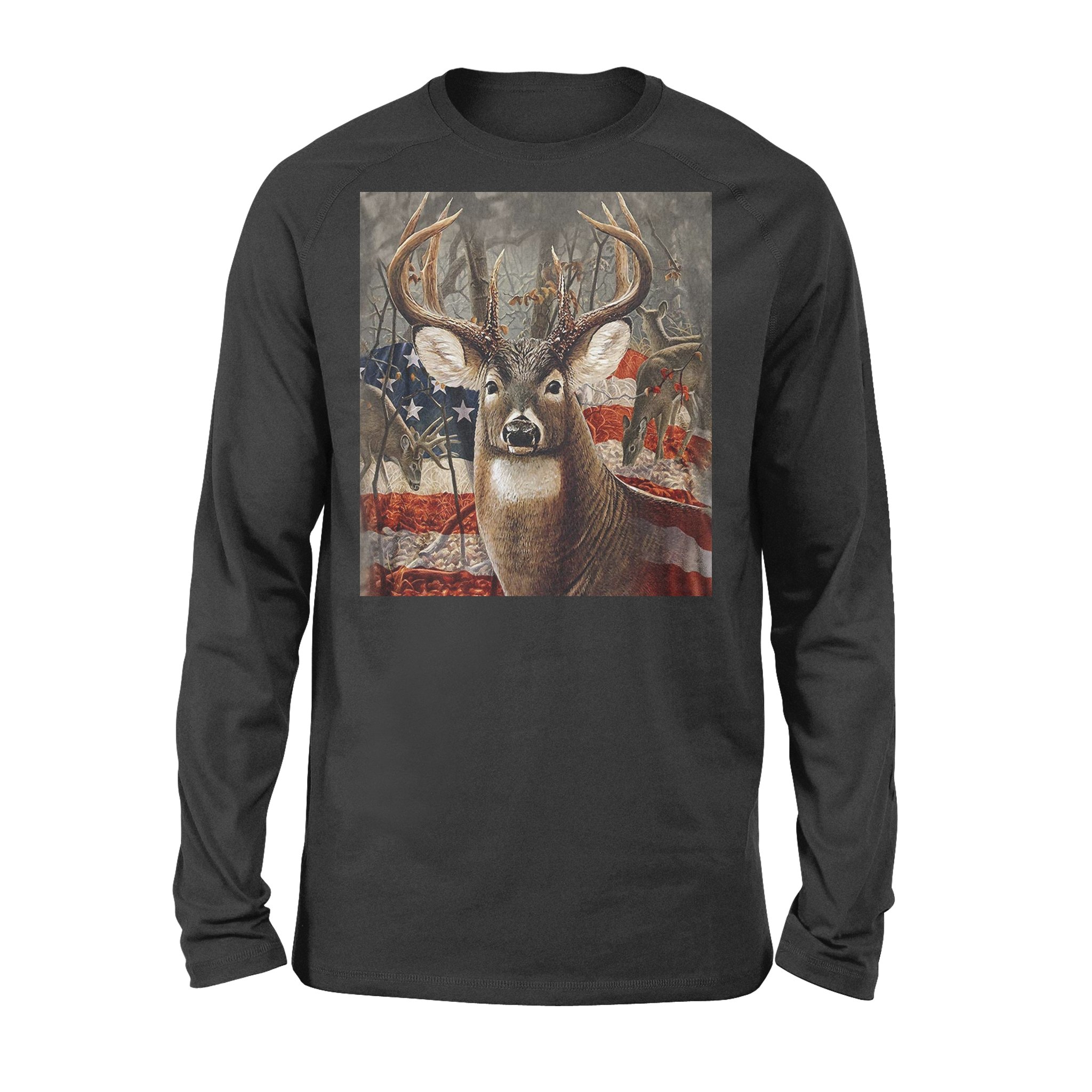 Deer Hunting American Flag Standard Long Sleeve Men Women Hunting Shirt – Fsd1272D05