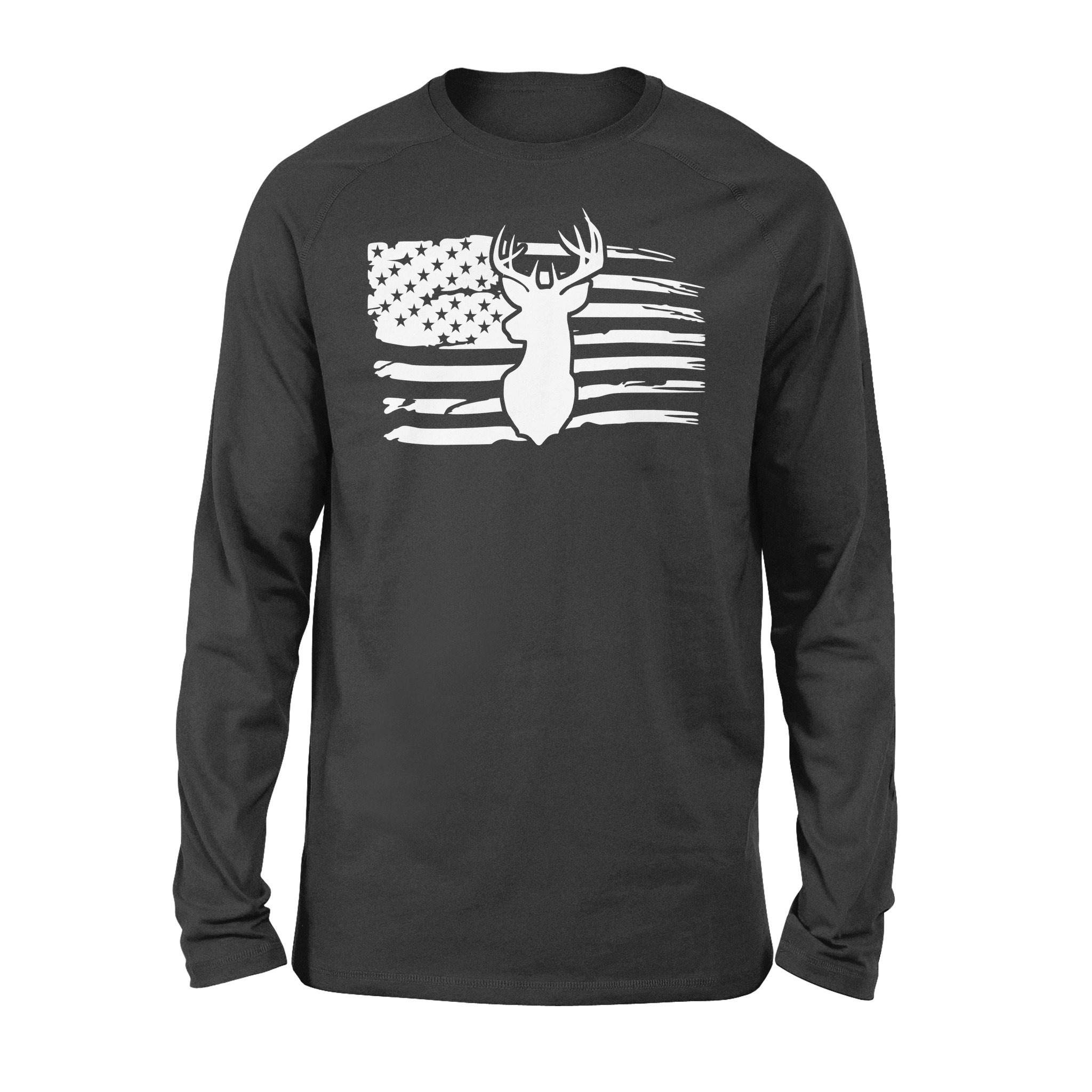 Deer Hunting American Flag Long Sleeve Deer Head – Fsd1227D05