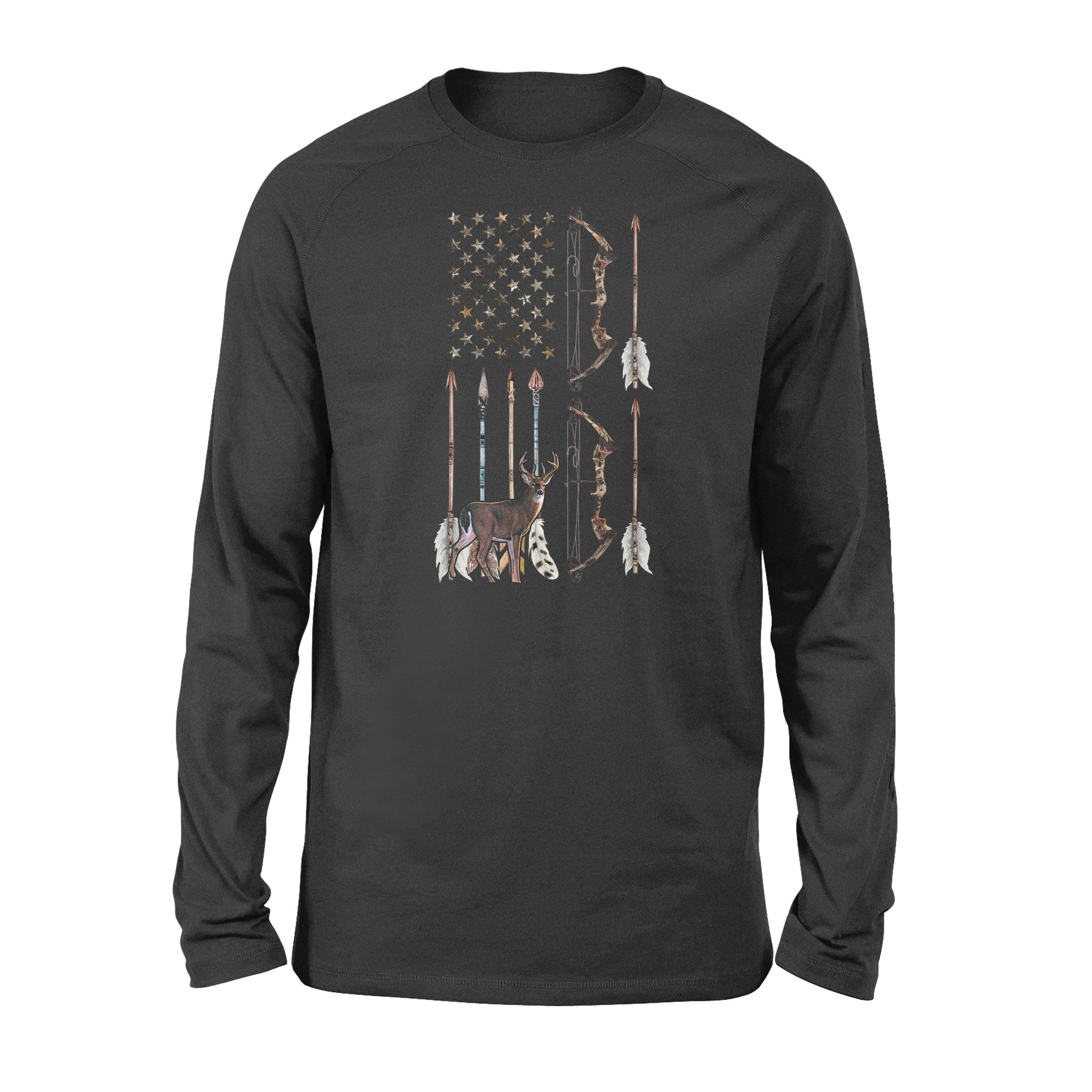 Bow Hunting Deer Camo Hunter American Us Flag 4Th July Shirt Nqsd209 – Standard Long Sleeve